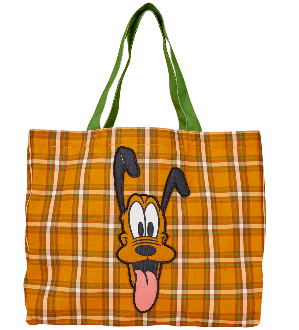 Loungefly Disney Pluto 95th Anniversary Plaid Canvas Tote Bag