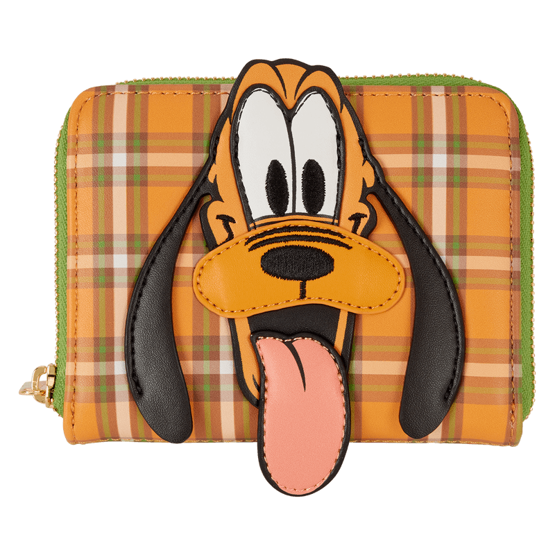 Loungefly Disney Pluto 95th Anniversary Plaid Zip Around Wallet