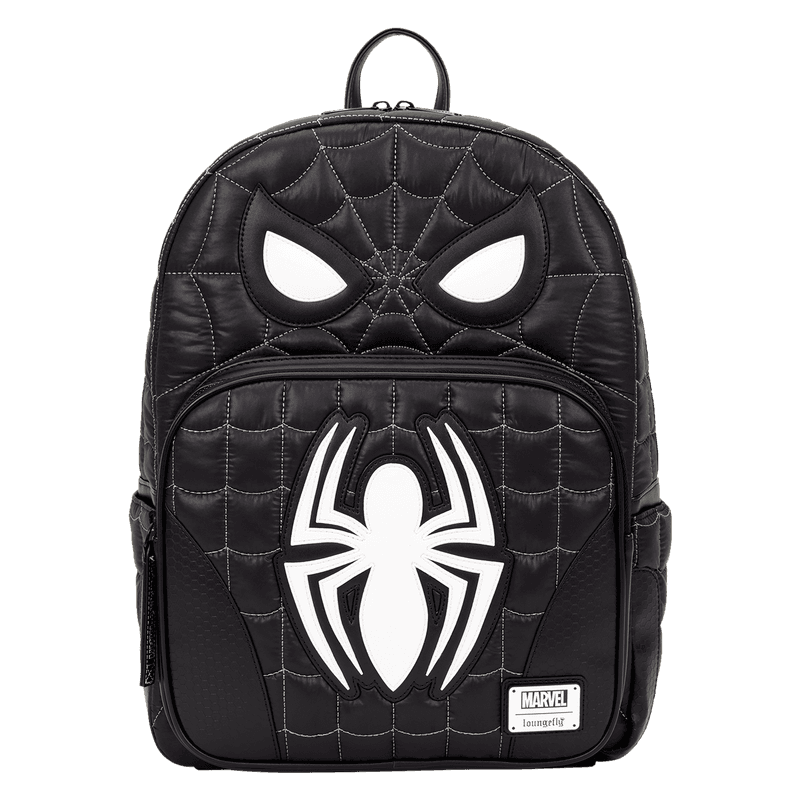 Loungefly Marvel Spider-Man Black & White Suit Cosplay Quilted Full-Size Backpack