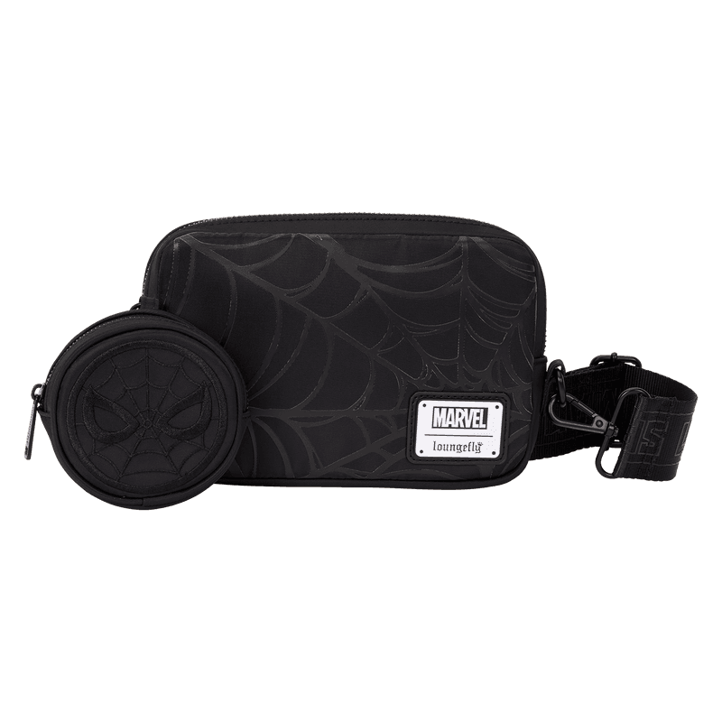 Loungefly Marvel Spider-Man Black & White Suit Sling Crossbody Bag with Coin Bag