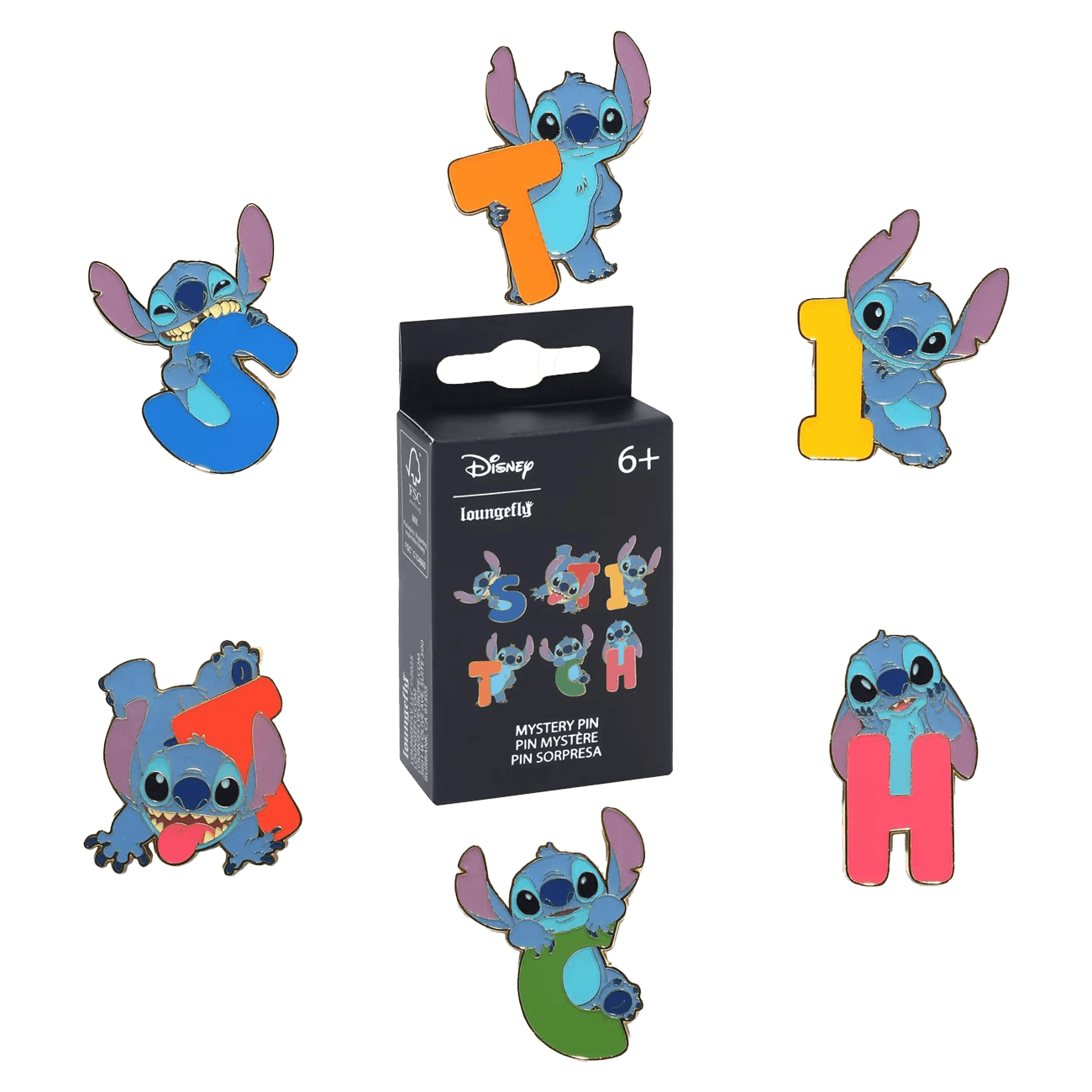 Loungefly Disney Stitch Letters and Poses Mystery Box Pin, sortiert, 1 Stück