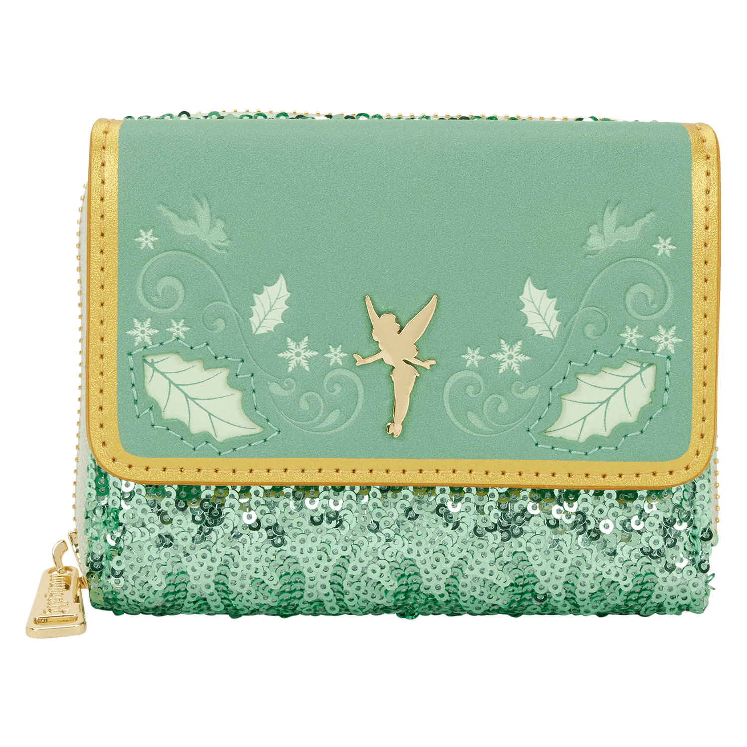Loungefly Disney Peter Pan Tinker Bell Holiday Sequin Tri-Fold Wallet