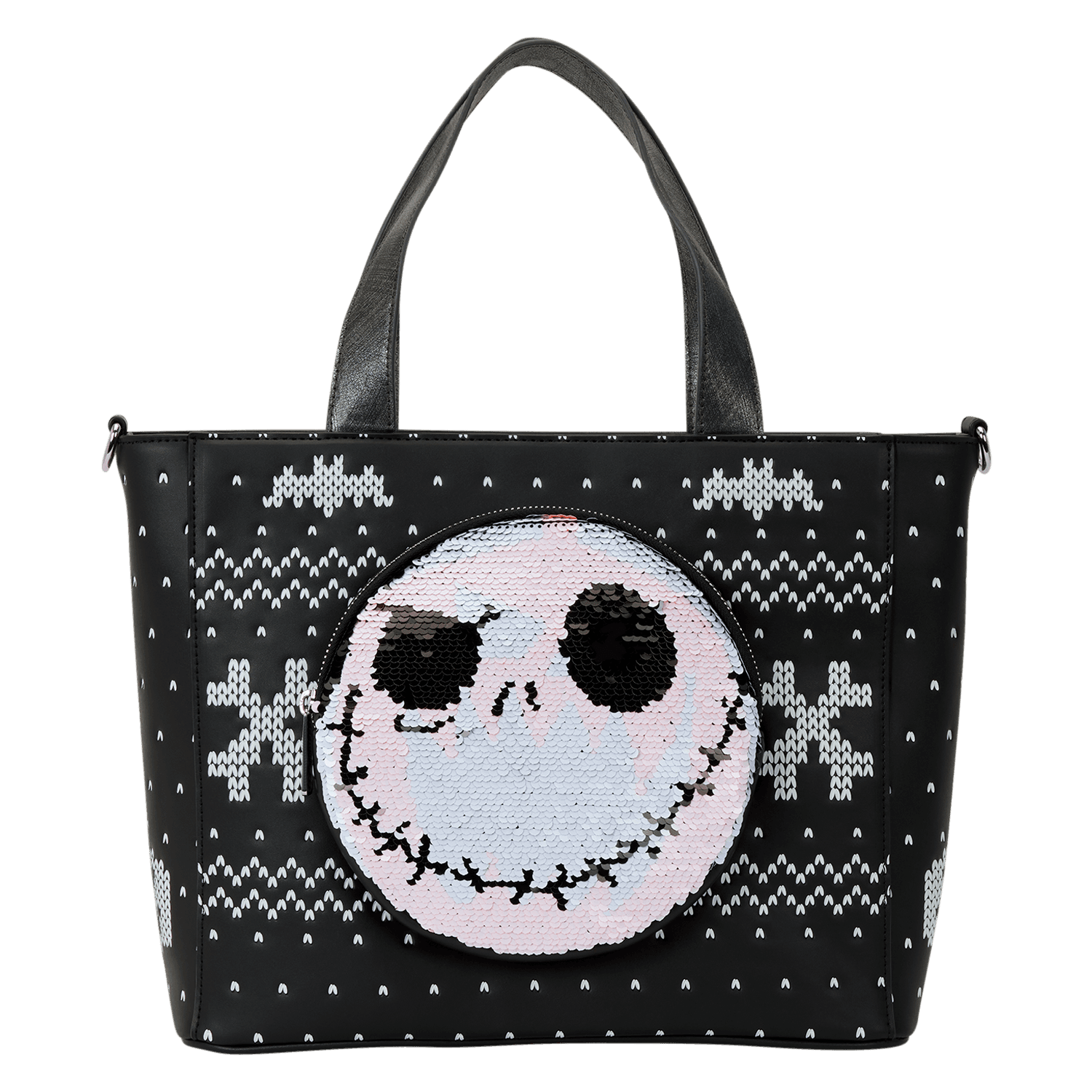Loungefly Disney The Nightmare Before Christmas Jack Skellington Reversible Sequins Tote Crossbody Bag with Coin Bag