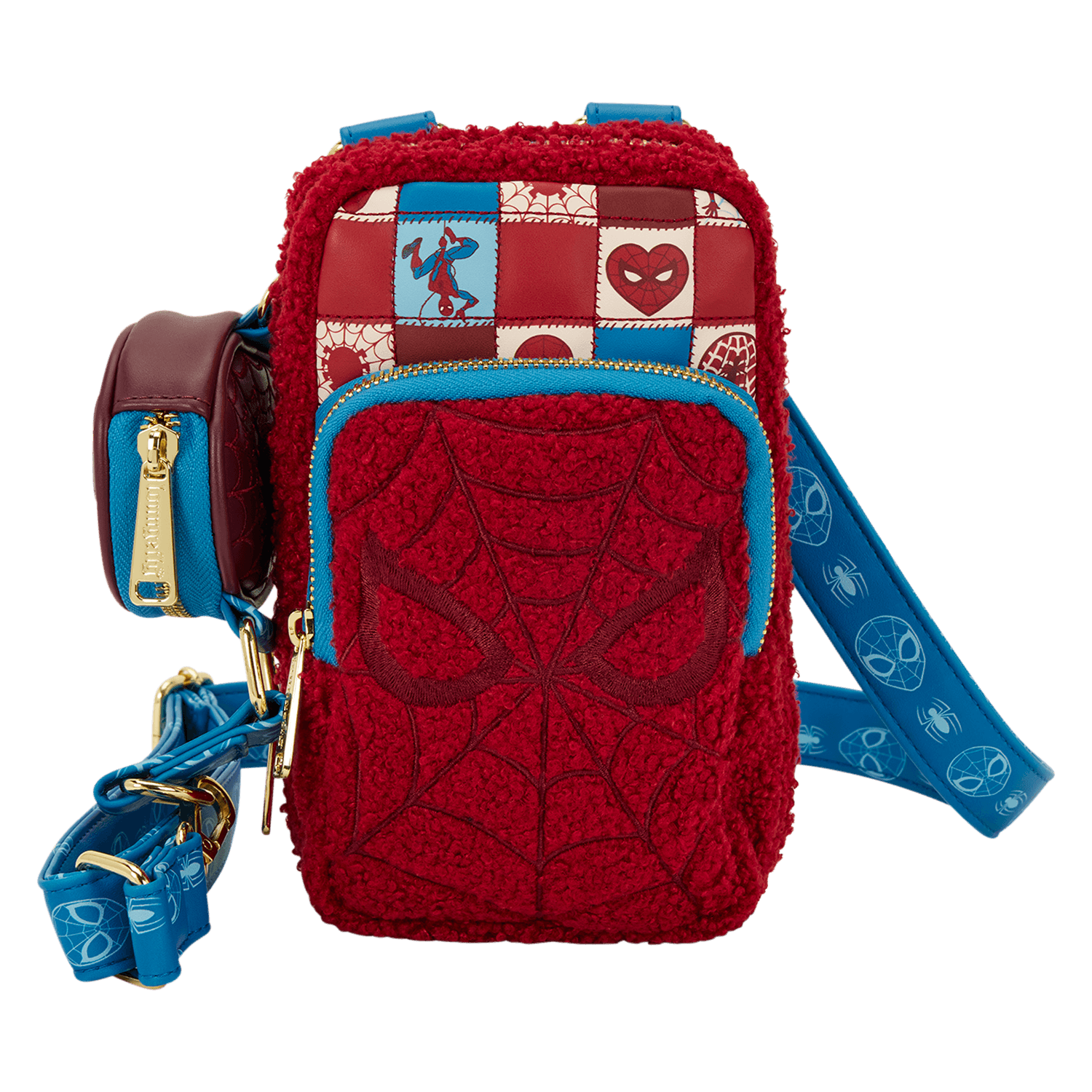 Loungefly Marvel Spider-Man Sherpa Cell Phone Crossbody Bag with Coin Bag