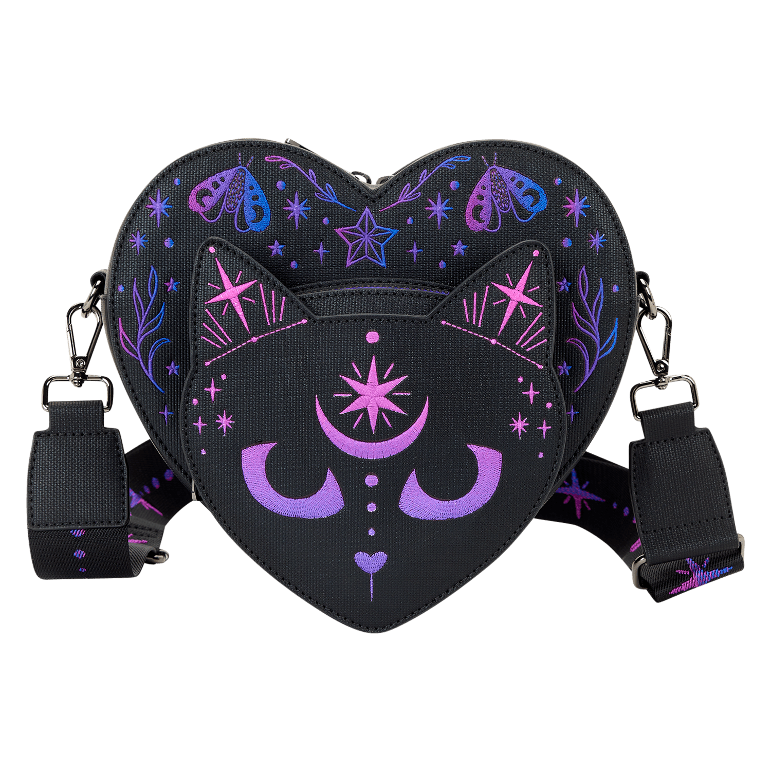 Loungefly Neon Cat Heart Figural Crossbody Bag