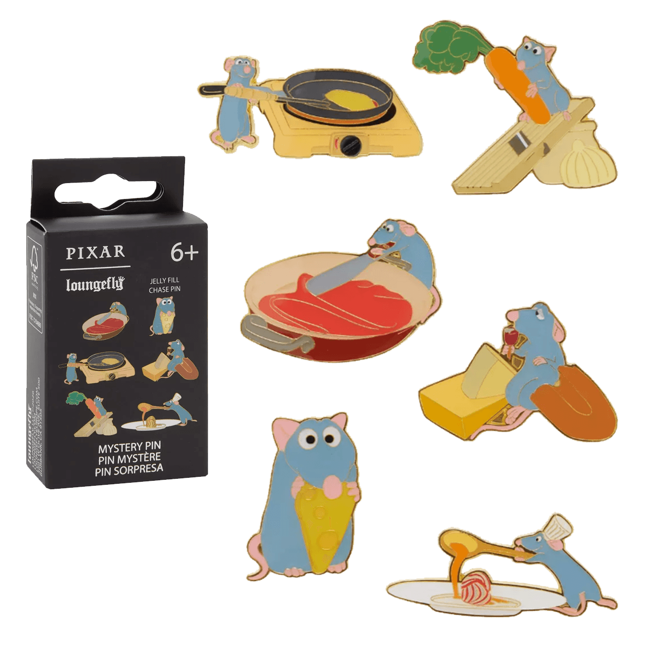 Loungefly Disney Pixar Ratatouille Remy Mystery Pins Blind Box Display, 12 Stück