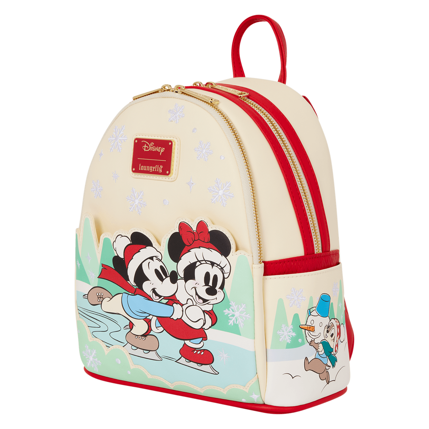 Loungefly Disney Mickey & Friends Holiday Ice Skating Mini-Rucksack mit Haarreifhalter
