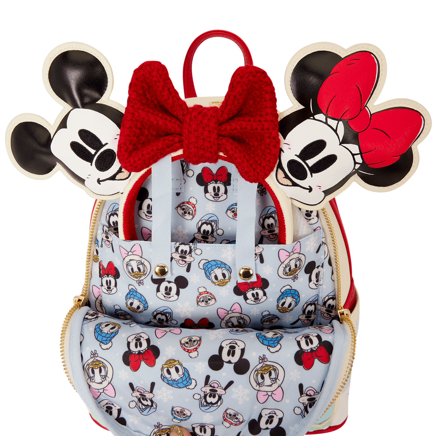 Loungefly Disney Mickey & Friends Holiday Ice Skating Mini-Rucksack mit Haarreifhalter