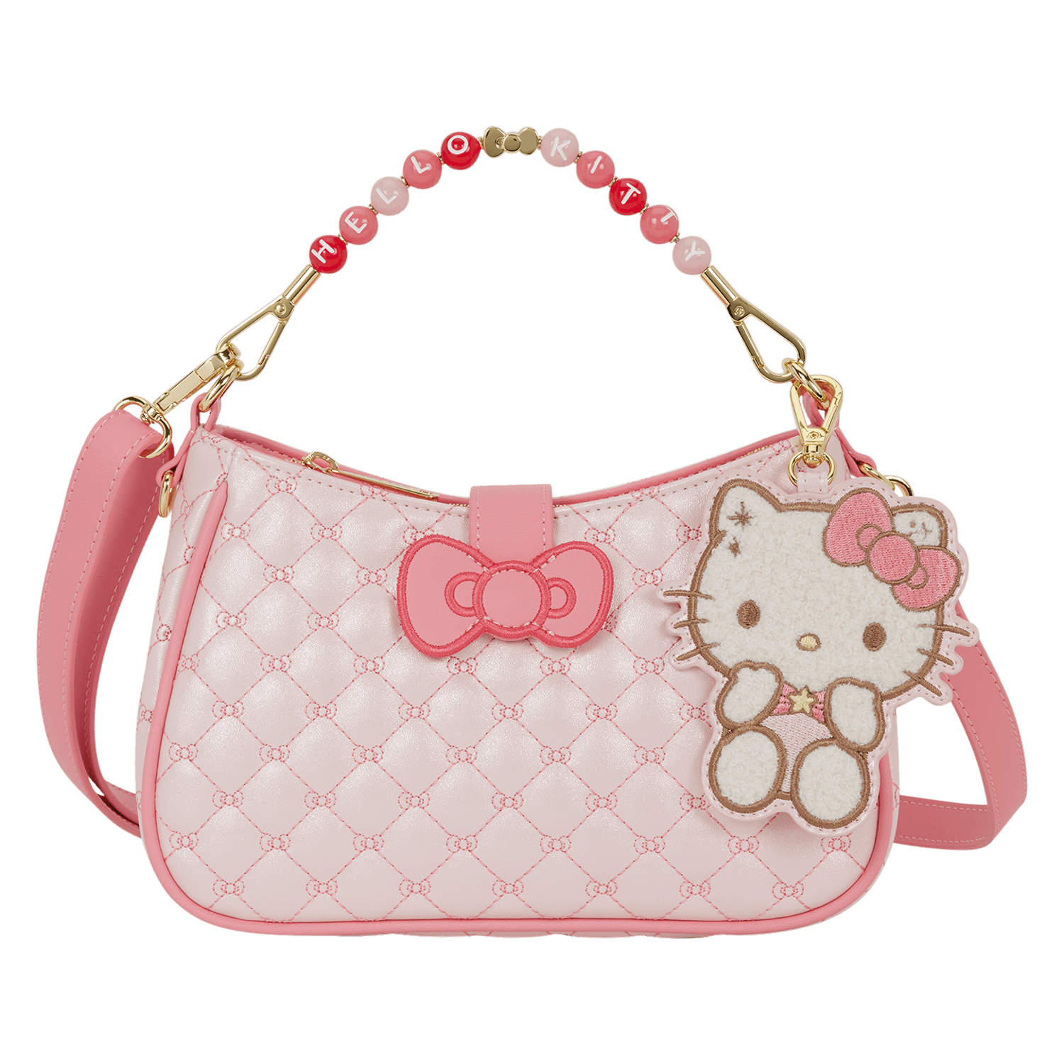 Loungefly Sanrio Hello Kitty Holiday Quilted Umhängetasche mit Perlengriff