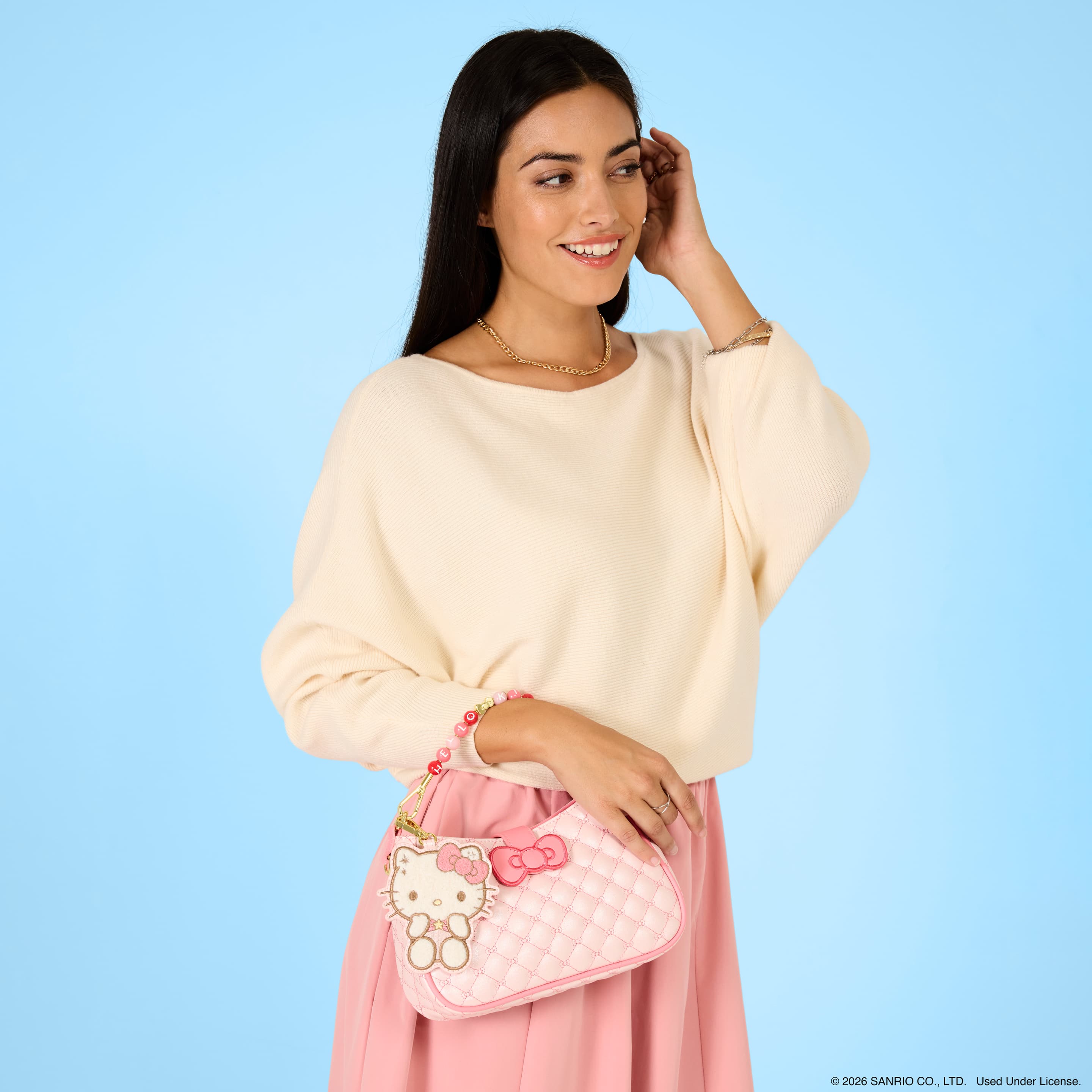 Loungefly Sanrio Hello Kitty Holiday Quilted Umhängetasche mit Perlengriff