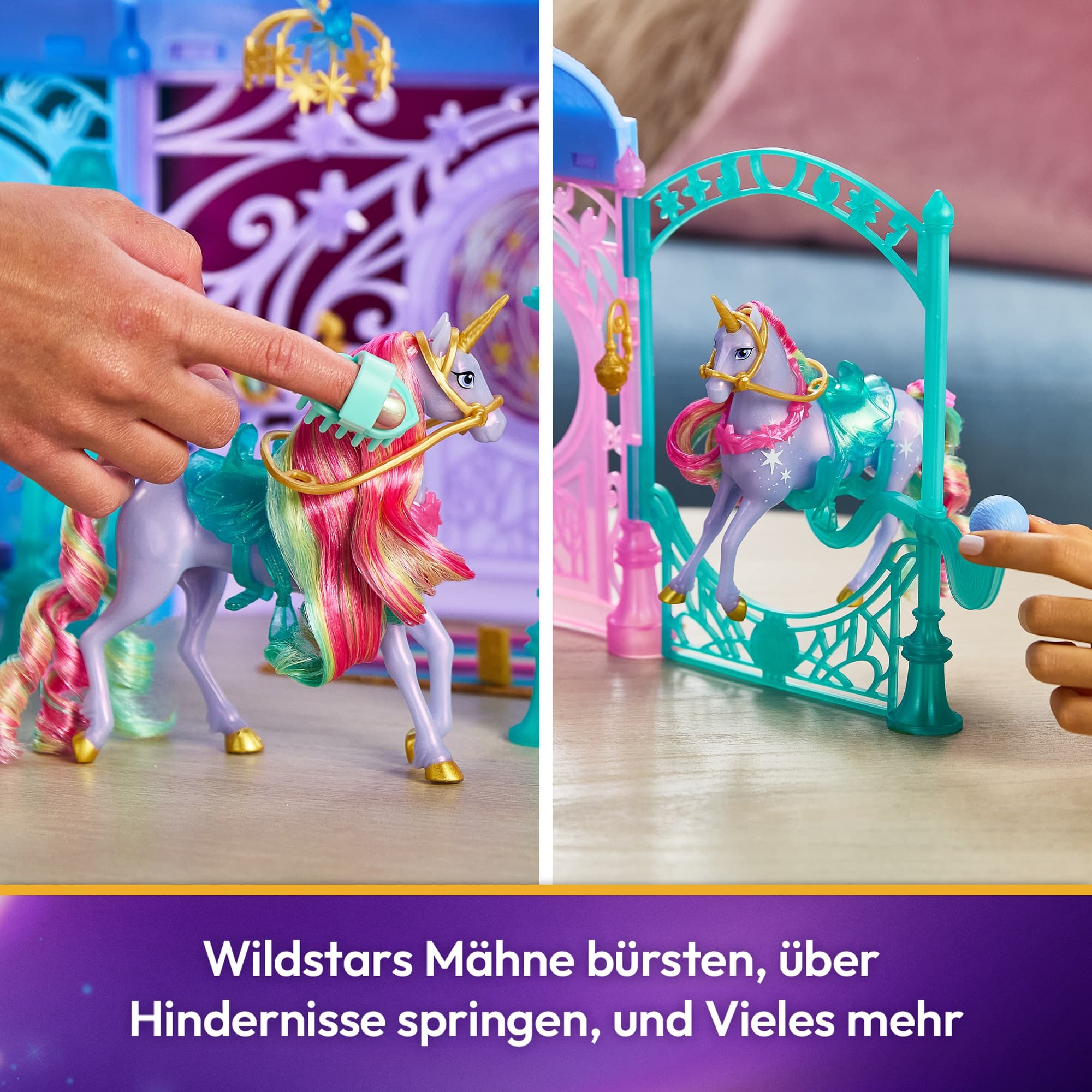 Produktbild Unicorn Academy - Stall Spielset 90 cm inkl. Brunnen mit Licht- und Soundeffekten, ca. 12 cm großem Einhorn und 24 Accessoires 5 von 8