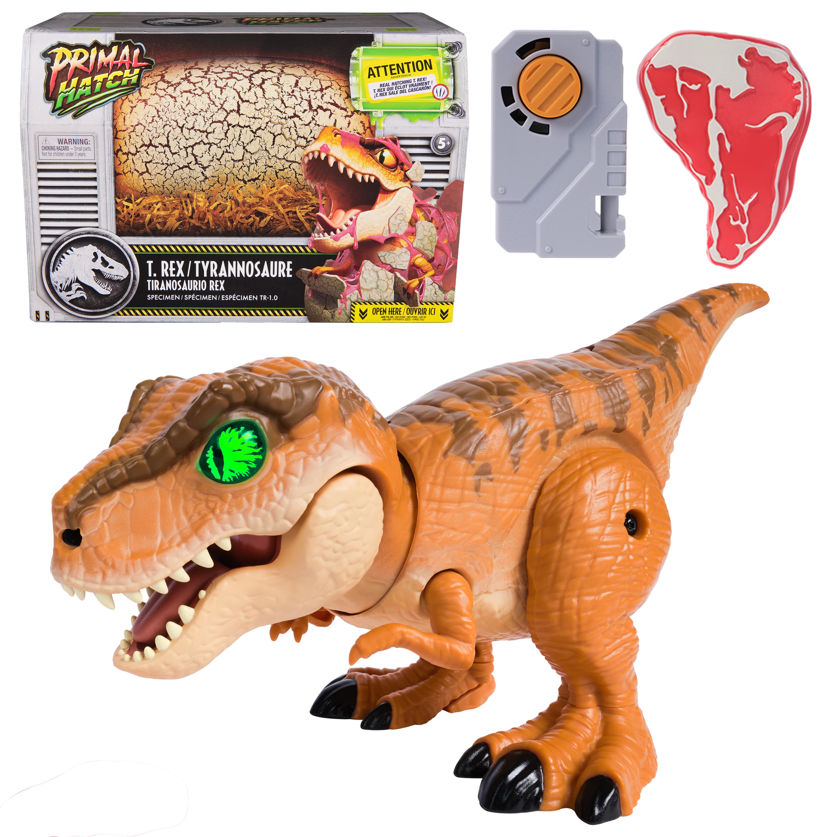 Primal Hatch - Interaktiver T-Rex im Ei mit Sound-, und Lichteffekten, Trainings-, und Spielfunktionen