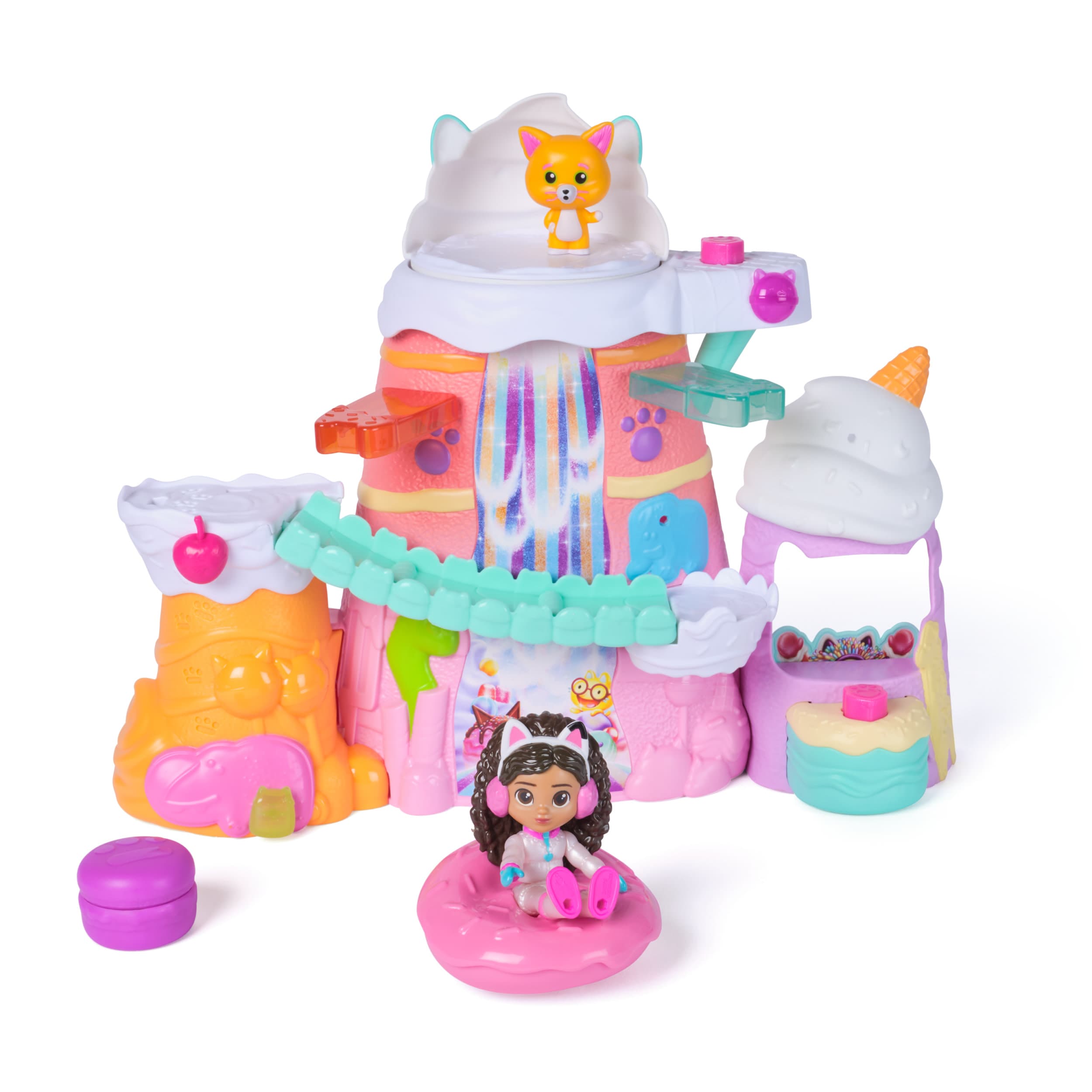 Gabby’s Dollhouse: Der Film – Zuckerguss-Gebirge Spielset, 12-teiliges Spielset mit Gabby Figur, Leopold & Puppenhaus-Zubehör