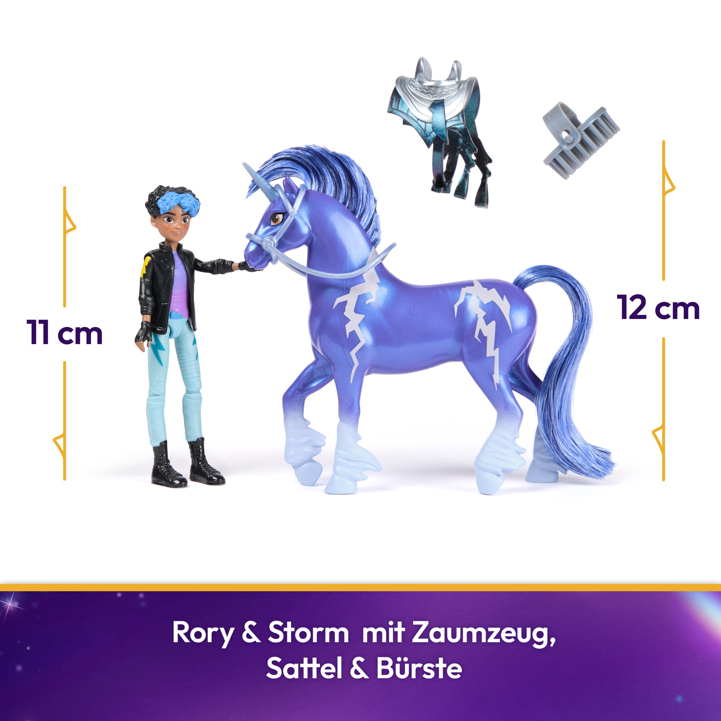 Produktbild Unicorn Academy Set - Rory und Einhorn Storm mit echter Mähne und Schweif sowie Bürste, ca. 12 cm große Originalfiguren zur beliebten Netflix Serie 5 von 7