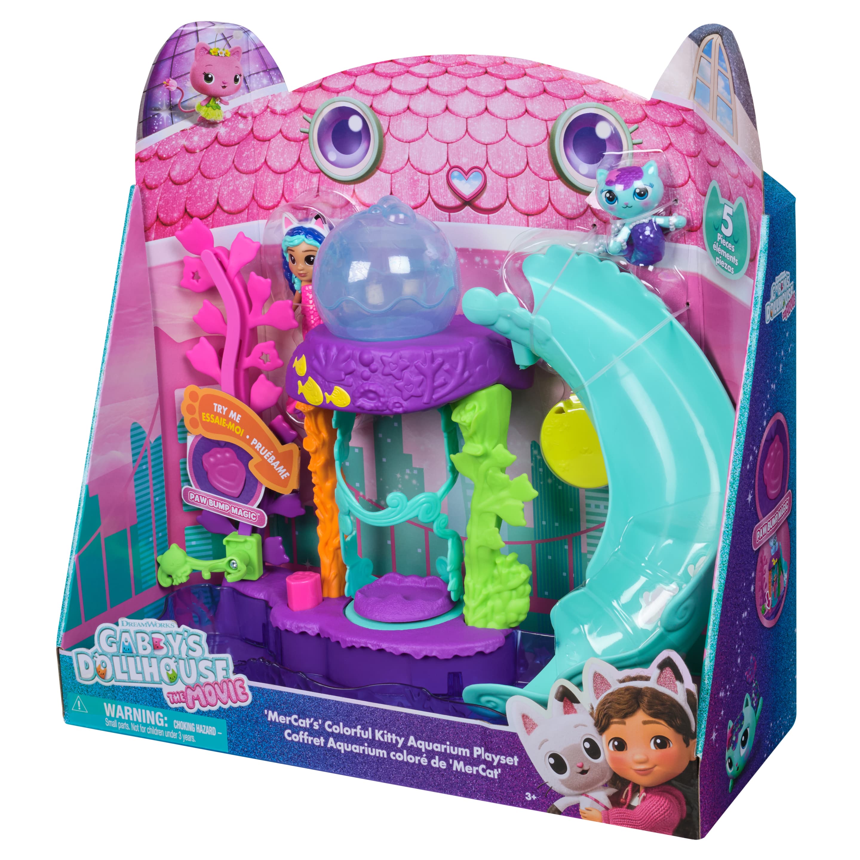 Gabby’s Dollhouse: Der Film – Meerkätzchens buntes Aquarium Spielset mit Figuren und Puppenhaus Zubehör