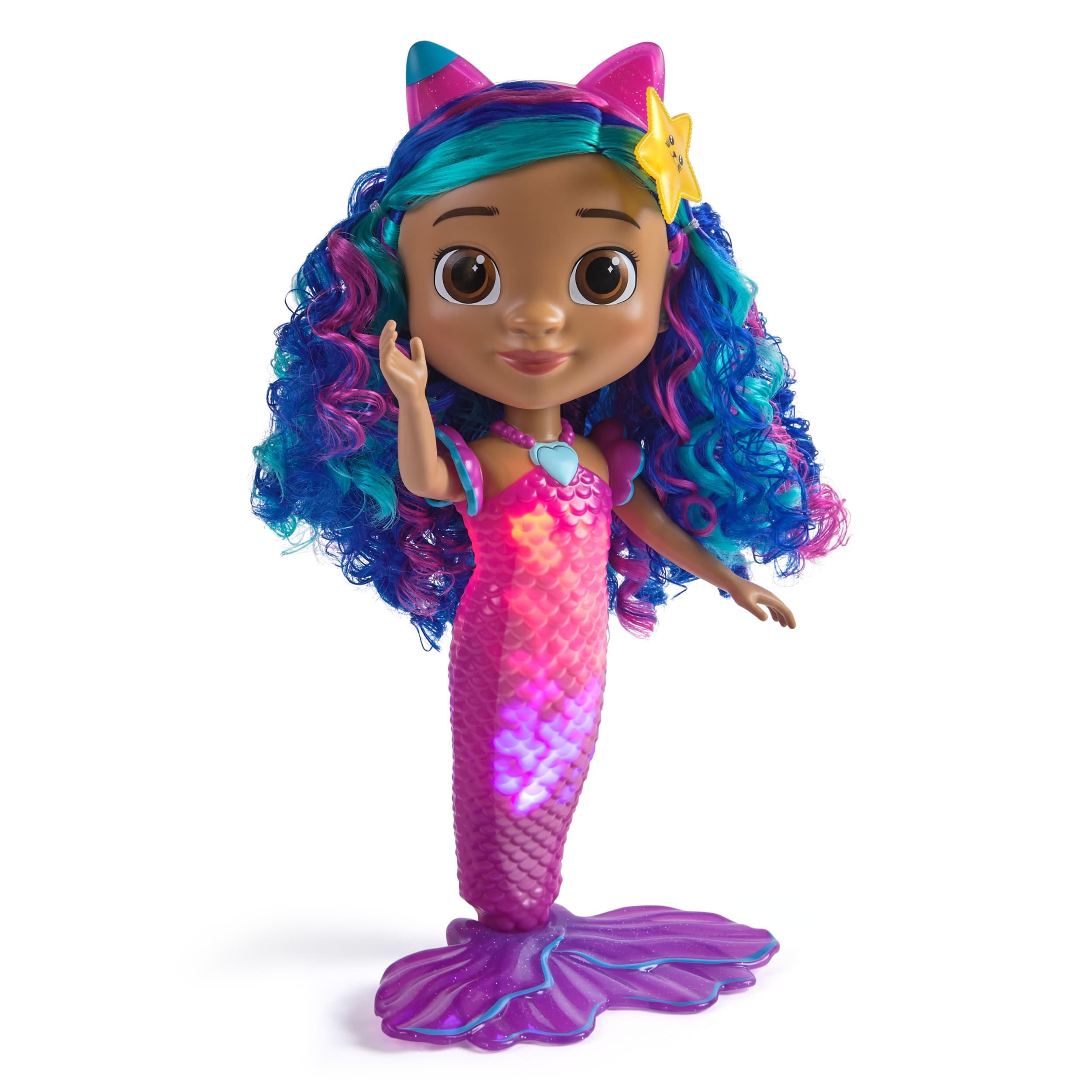 Gabby’s Dollhouse: Der Film – Sing & Shine Meerjungfrau Gabby, 30cm große Wasserspielpuppe mit Licht- & Soundeffekten, spricht Deutsch