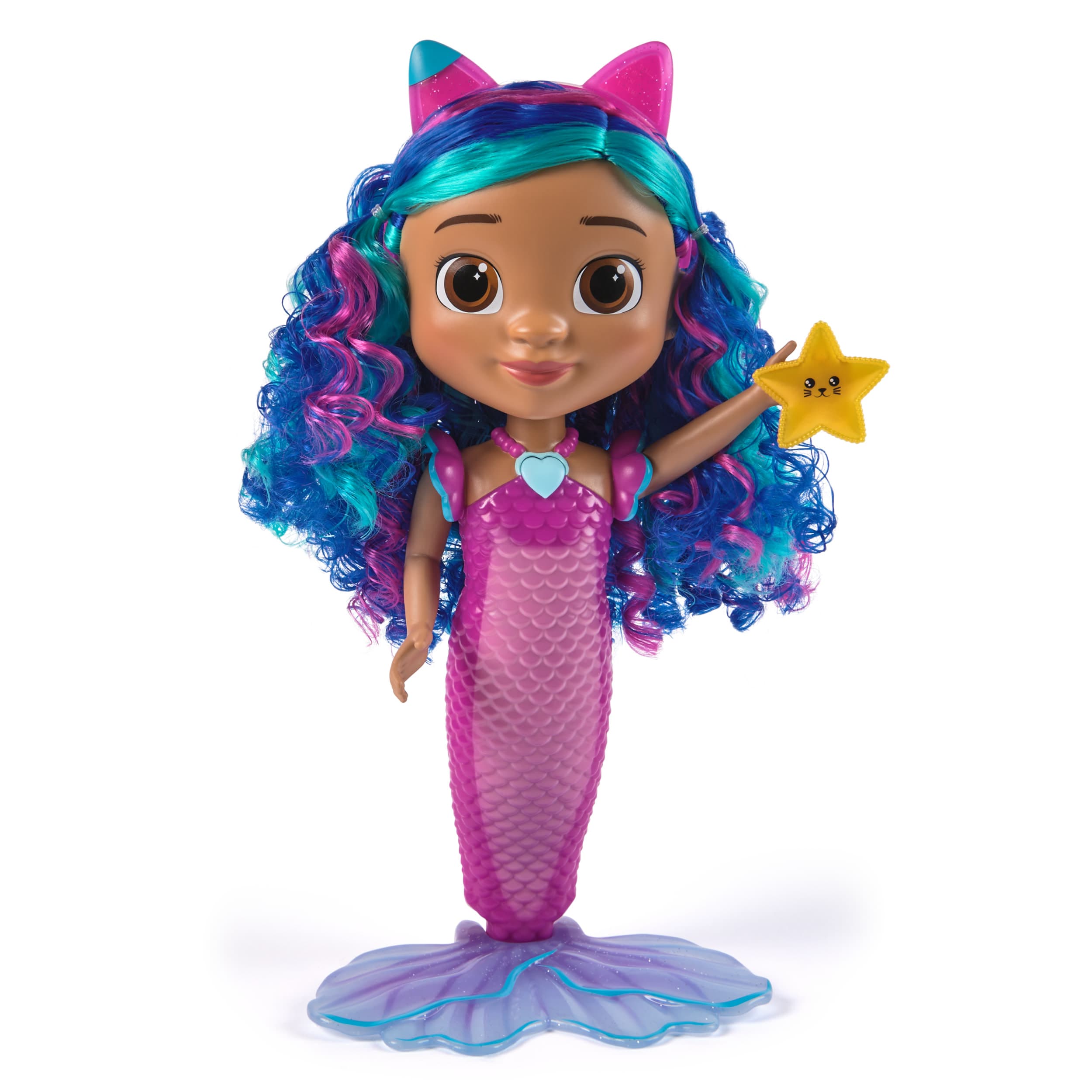 Produktbild Gabby’s Dollhouse: Der Film – Sing & Shine Meerjungfrau Gabby, 30cm große Wasserspielpuppe mit Licht- & Soundeffekten, spricht Deutsch 4 von 6