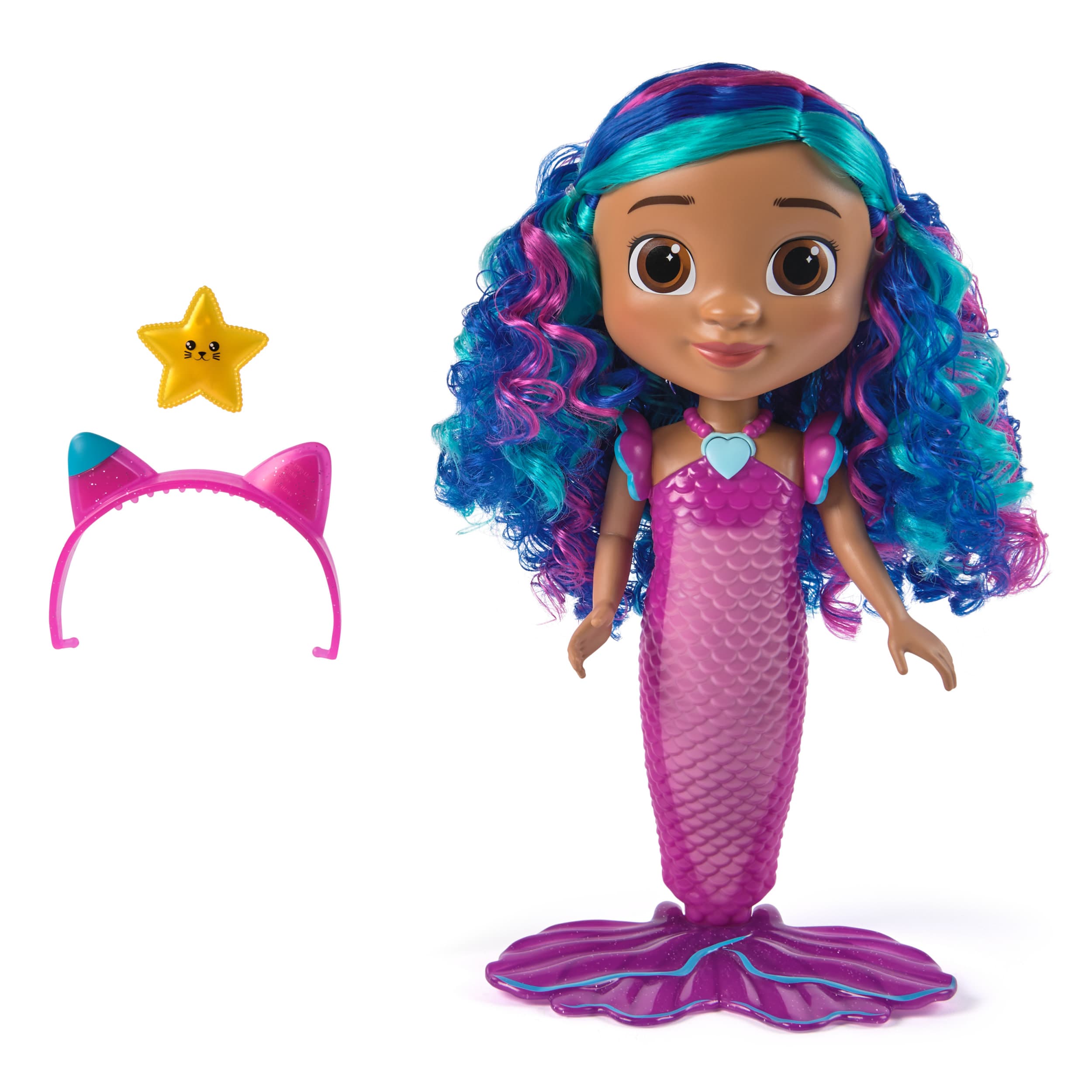 Produktbild Gabby’s Dollhouse: Der Film – Sing & Shine Meerjungfrau Gabby, 30cm große Wasserspielpuppe mit Licht- & Soundeffekten, spricht Deutsch 3 von 6