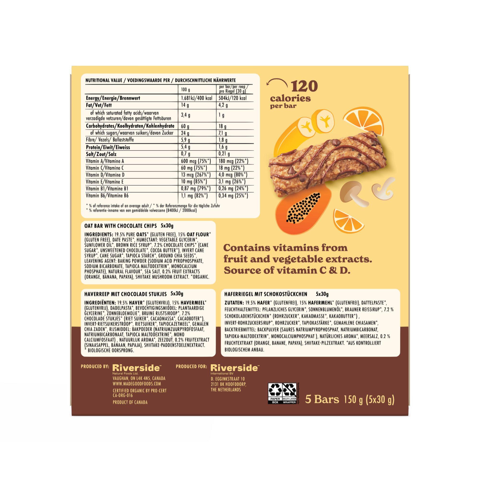 Produktbild MADEGOOD Bio Haferriegel mit Schokostückchen 5 von 5