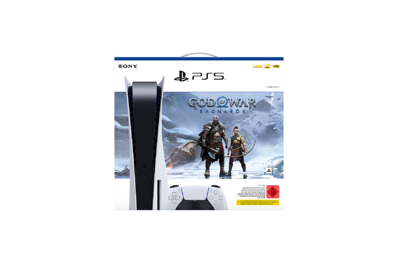 PlayStation 5 Konsole mit Laufwerk mit God of War Ragnarök