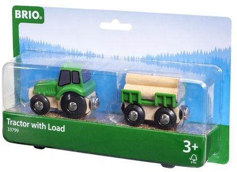 BRIO Bahn - Traktor mit Holz-Anhänger