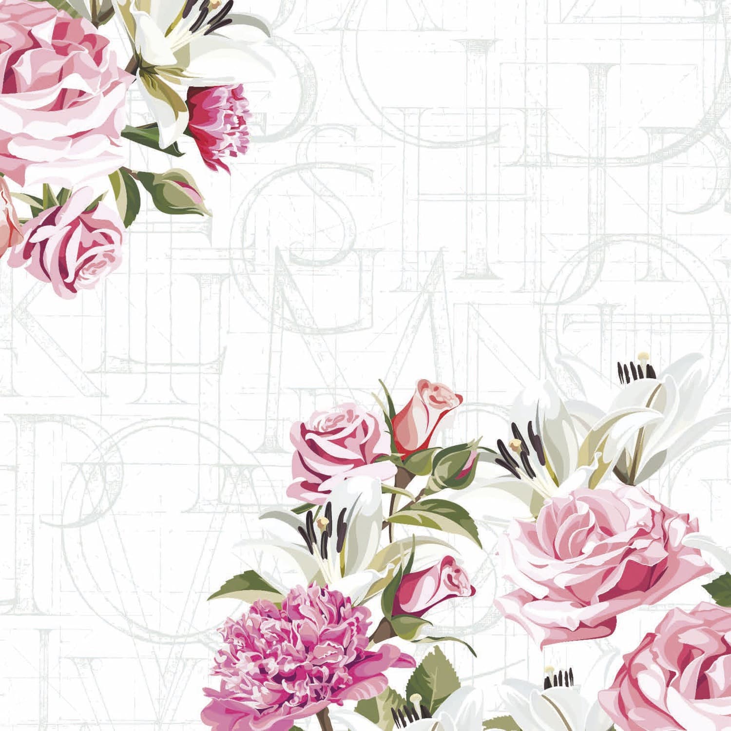 Paper + Design Servietten Rose Letters 33x33cm