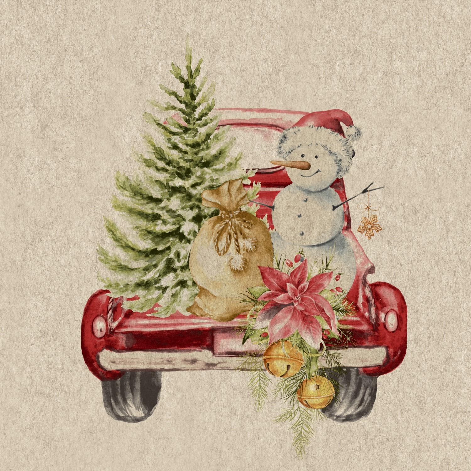 Paper + Design Servietten Car Snowman 33x33cm