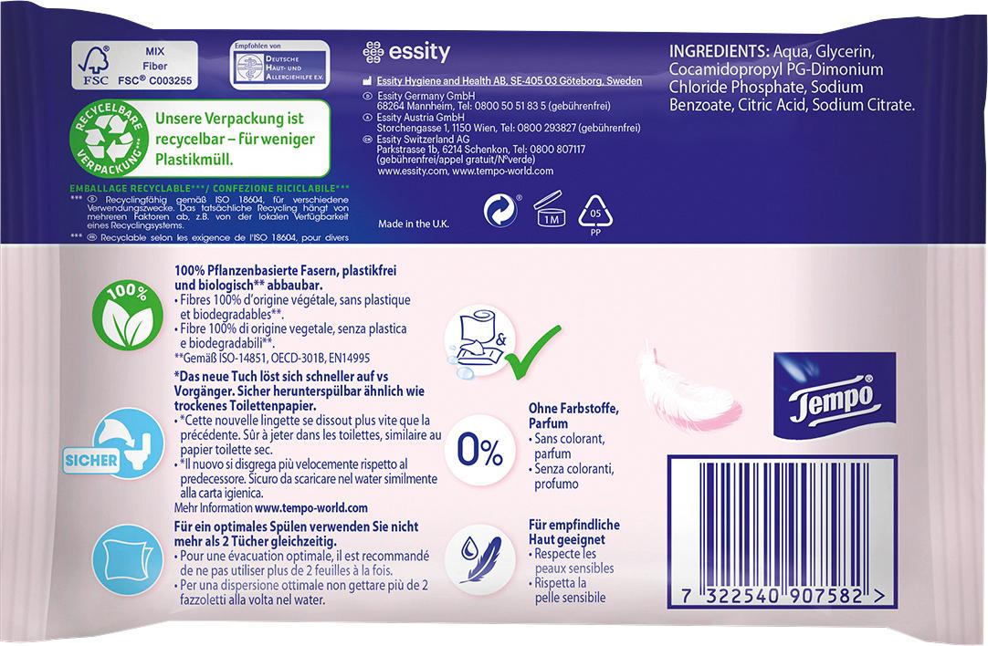 Produktbild Tempo feuchte Toilettentücher Sanft&Pur 2 von 2