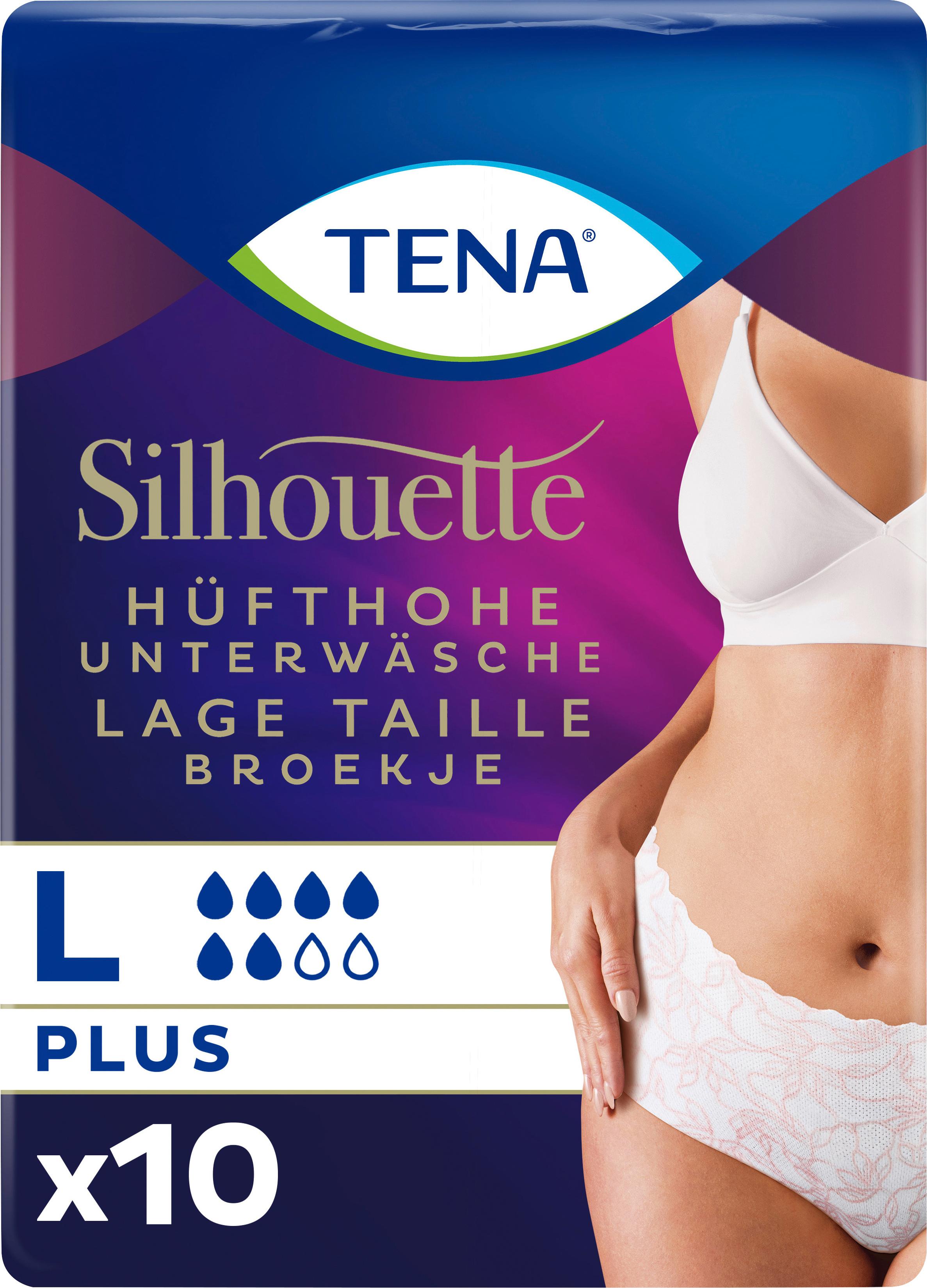 Tena Silhouette Hüfthohe Unterwäsche Plus Weiß Gr. L