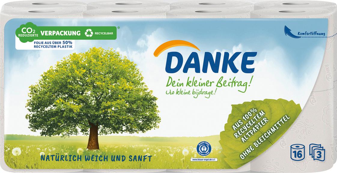 DANKE Toilettenpapier Recycling 3-lagig