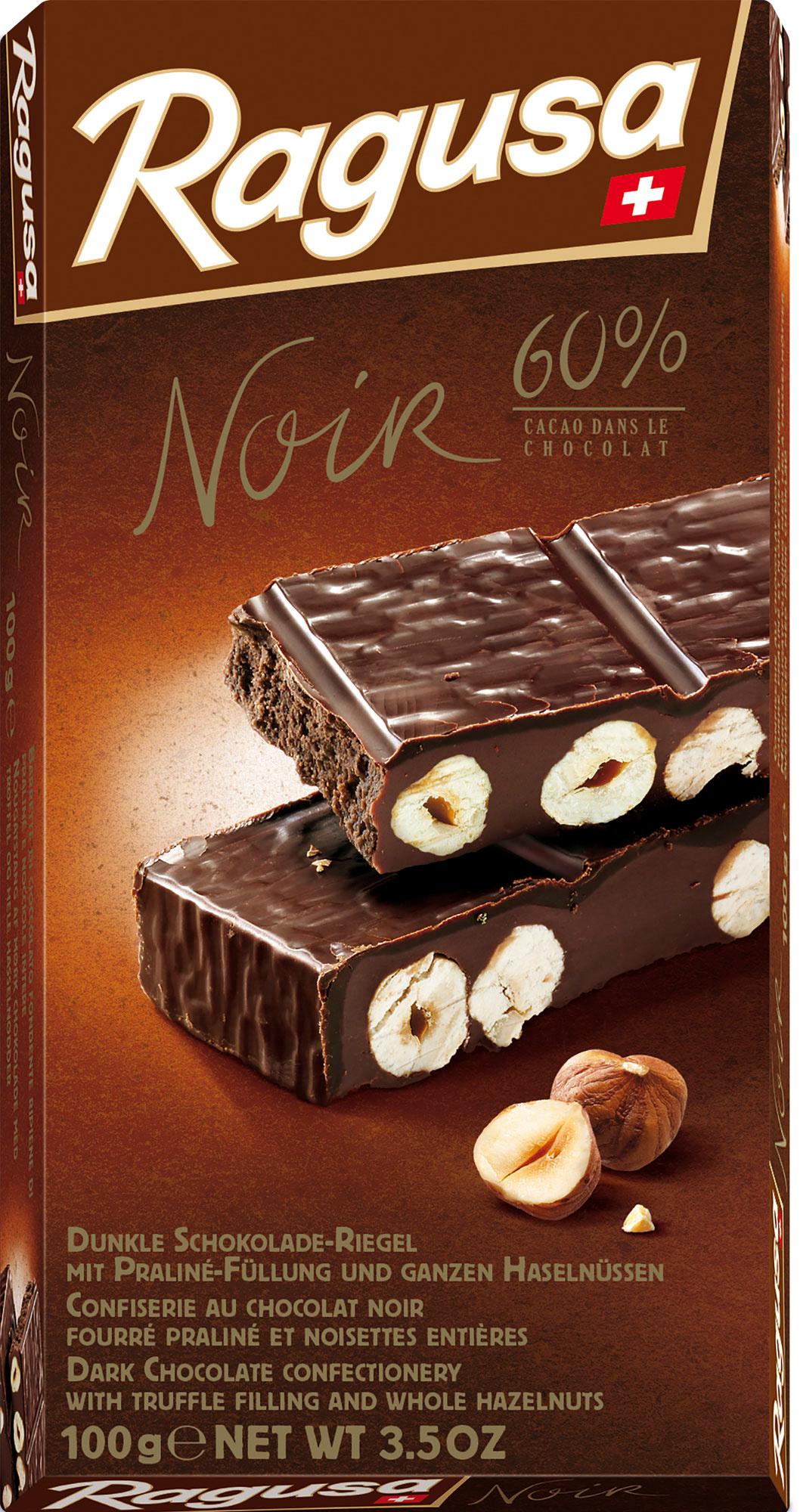 Ragusa Noir 60% dunkle Schokolade mit ganzen Haselnüssen