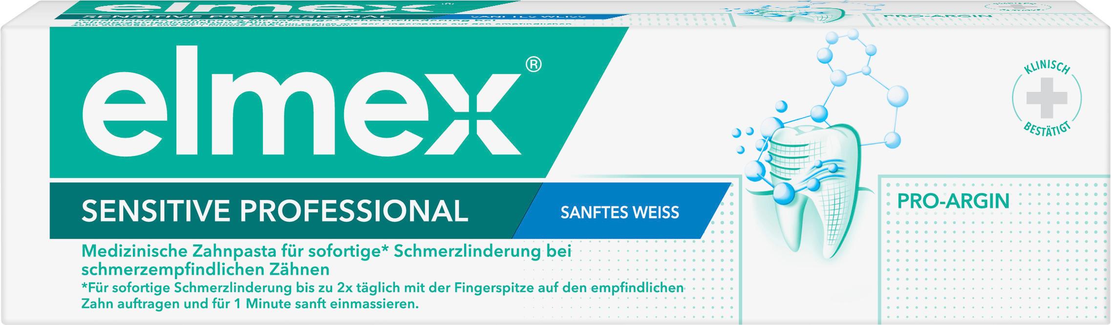 elmex Zahnpasta Sensitive Professional Sanftes Weiss – entfernt Verfärbungen sanft und gründlich