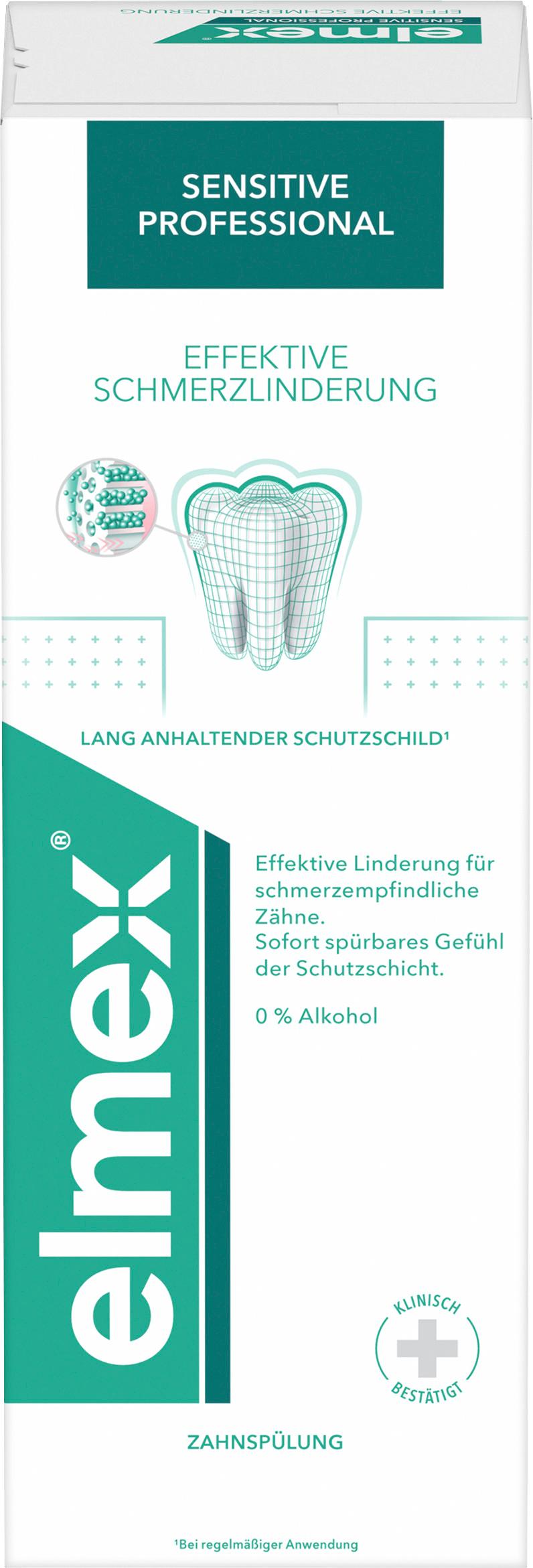 elmex Mundspülung Sensitive Professional – alkoholfreie Mundspülung für effektive Schmerzlinderung empfindlicher Zähne