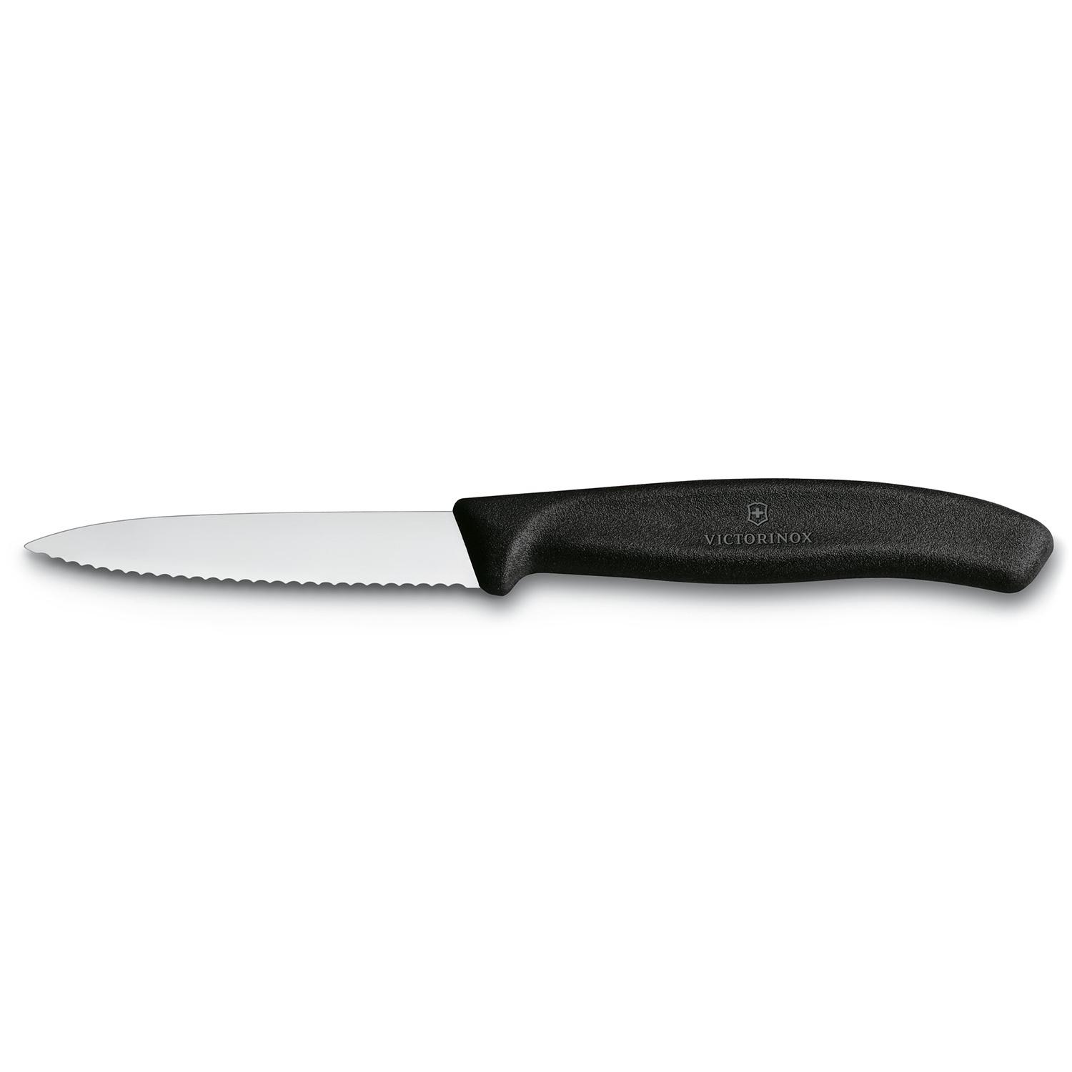 VICTORINOX Gemüsemesser SwissClassic Mittelspitz Wellenschliff 8cm schwarz
