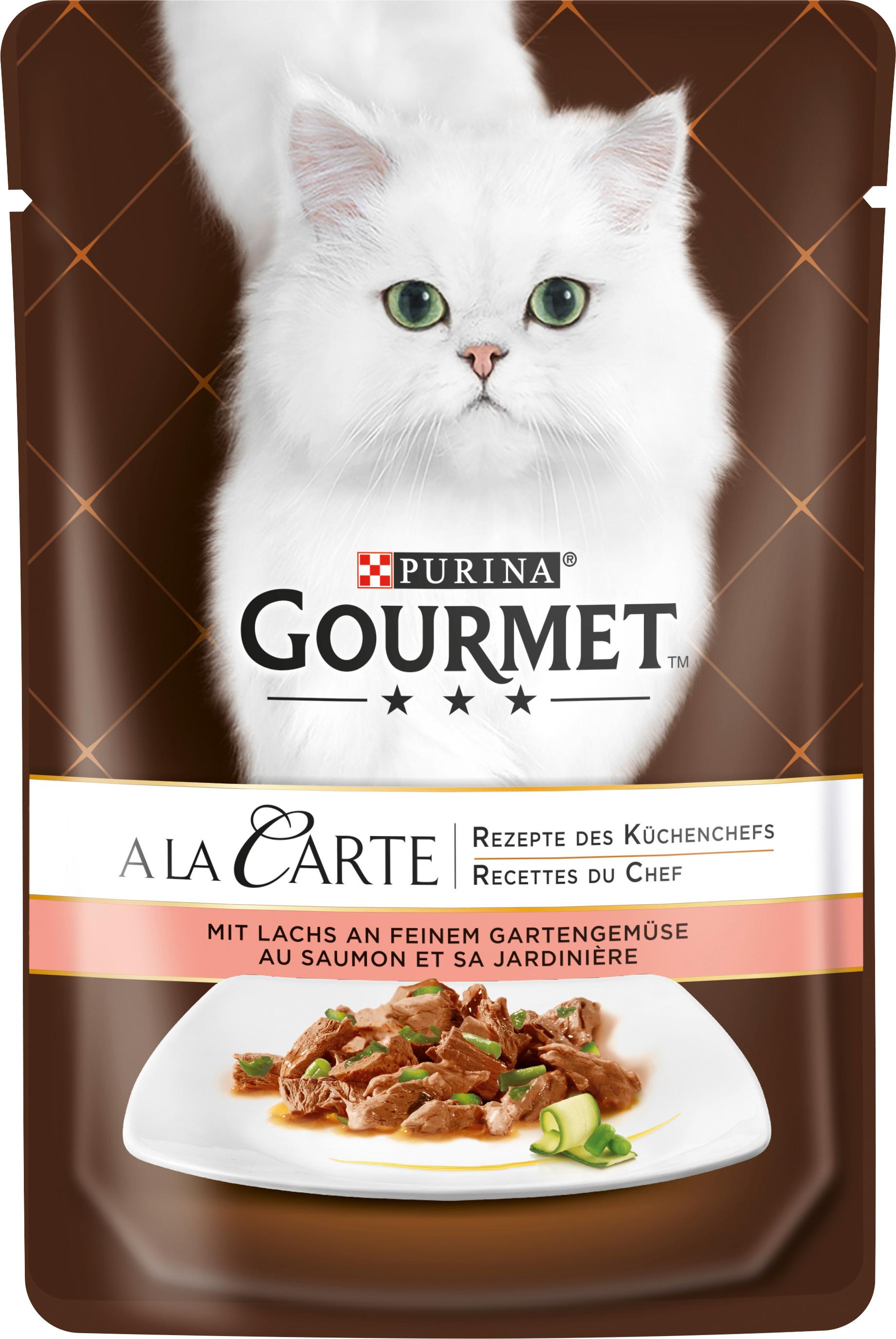 PURINA GOURMET A la Carte mit Lachs an feinem Gartengemüse