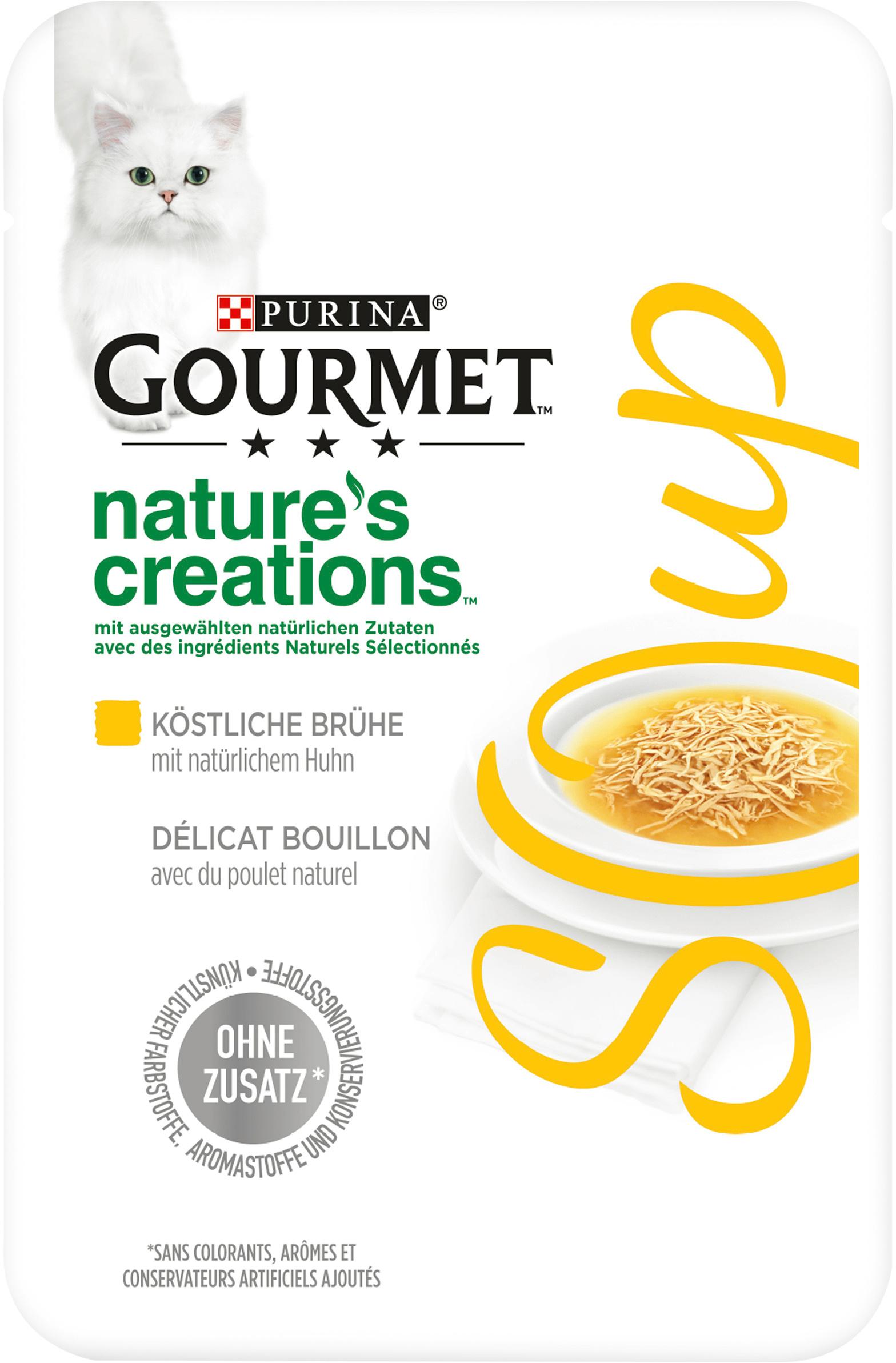 PURINA GOURMET Nature's Creations Soup Köstliche Brühe mit natürlichem Huhn