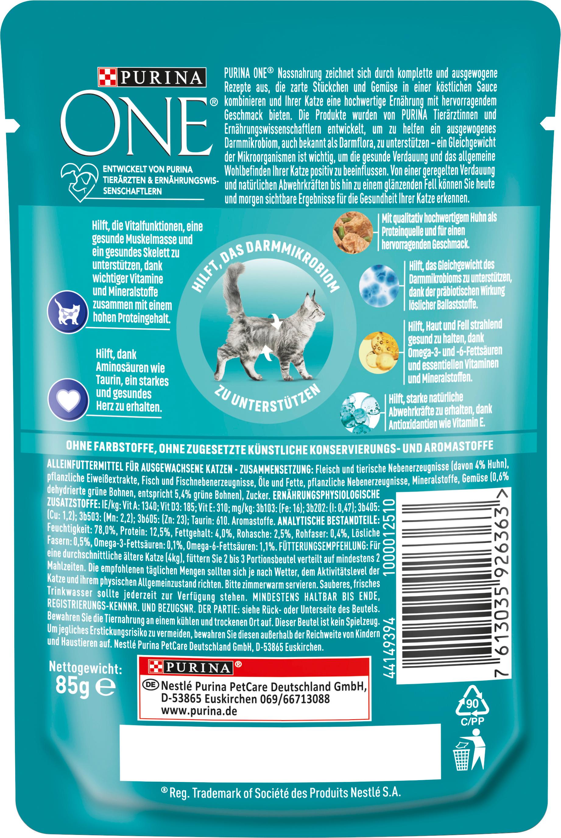 Produktbild PURINA ONE Senior 7+ mit Huhn und grünen Bohnen Katzennassfutter 2 von 6
