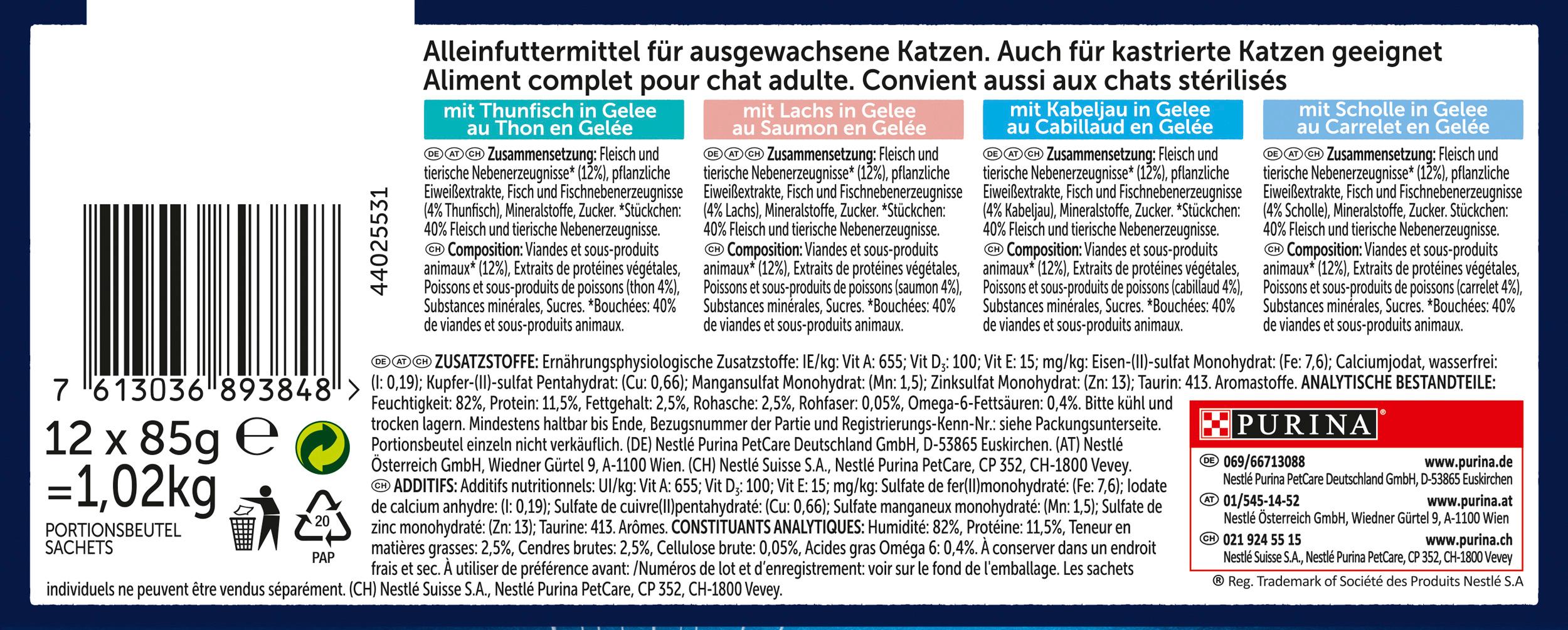 Produktbild PURINA FELIX Katzennassfutter So gut wie es aussieht in Gelee Geschmacksvielfalt aus dem Wasser 2 von 4
