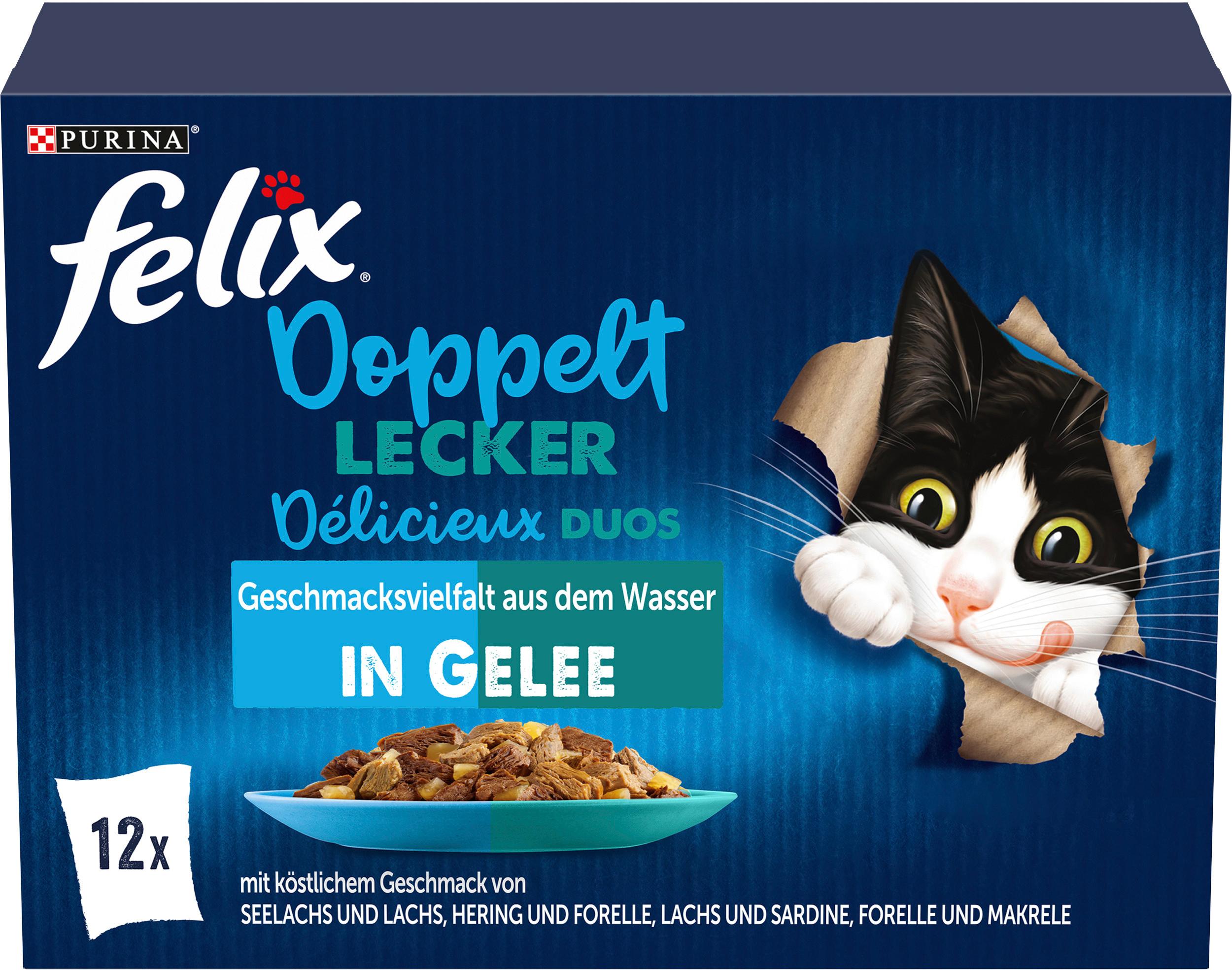 Produktbild PURINA FELIX Katzennassfutter So gut wie es aussieht Doppelt Lecker in Gelee Geschmacksvielfalt aus dem Wasser 3 von 8