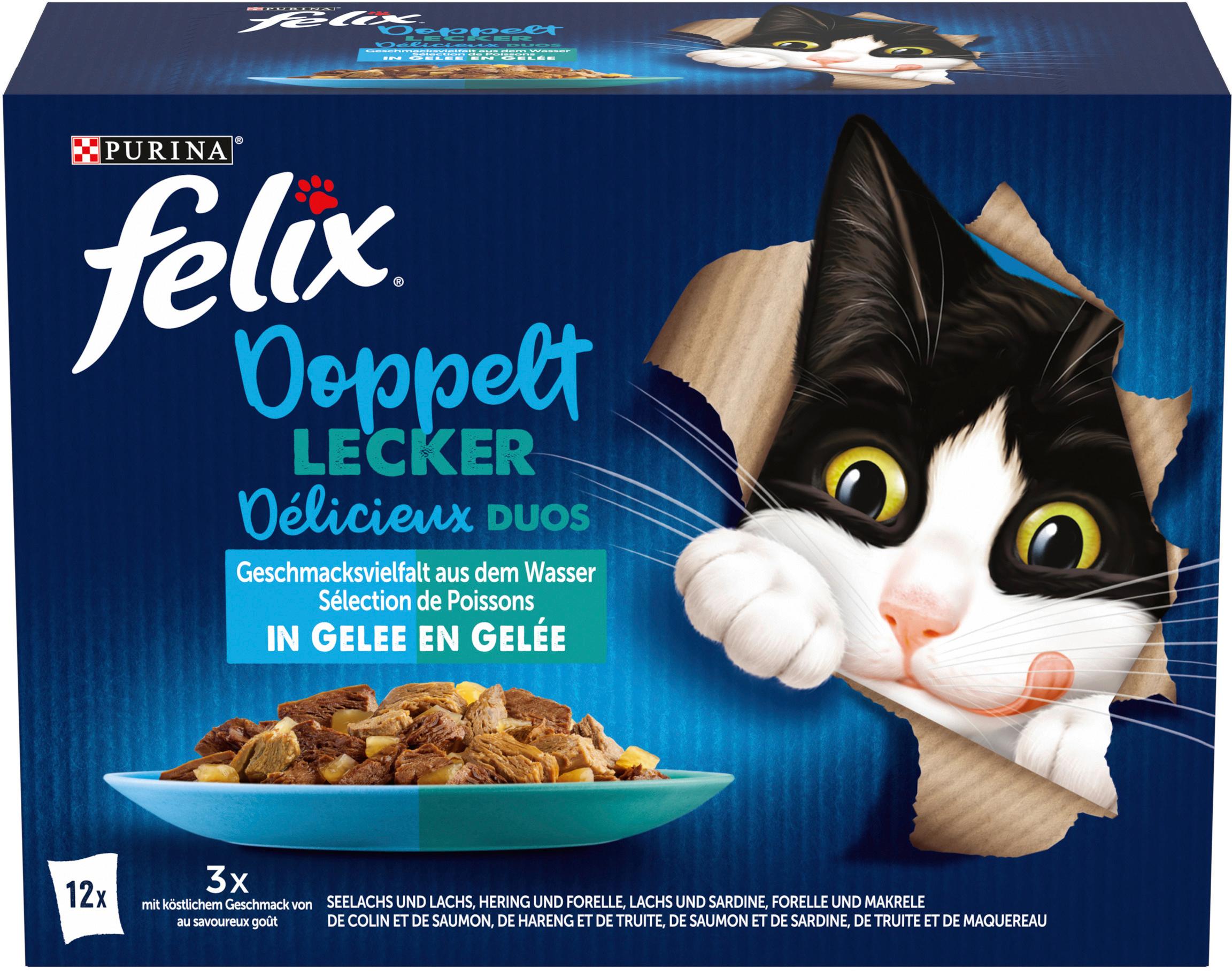 Produktbild PURINA FELIX Katzennassfutter So gut wie es aussieht Doppelt Lecker in Gelee Geschmacksvielfalt aus dem Wasser 6 von 8