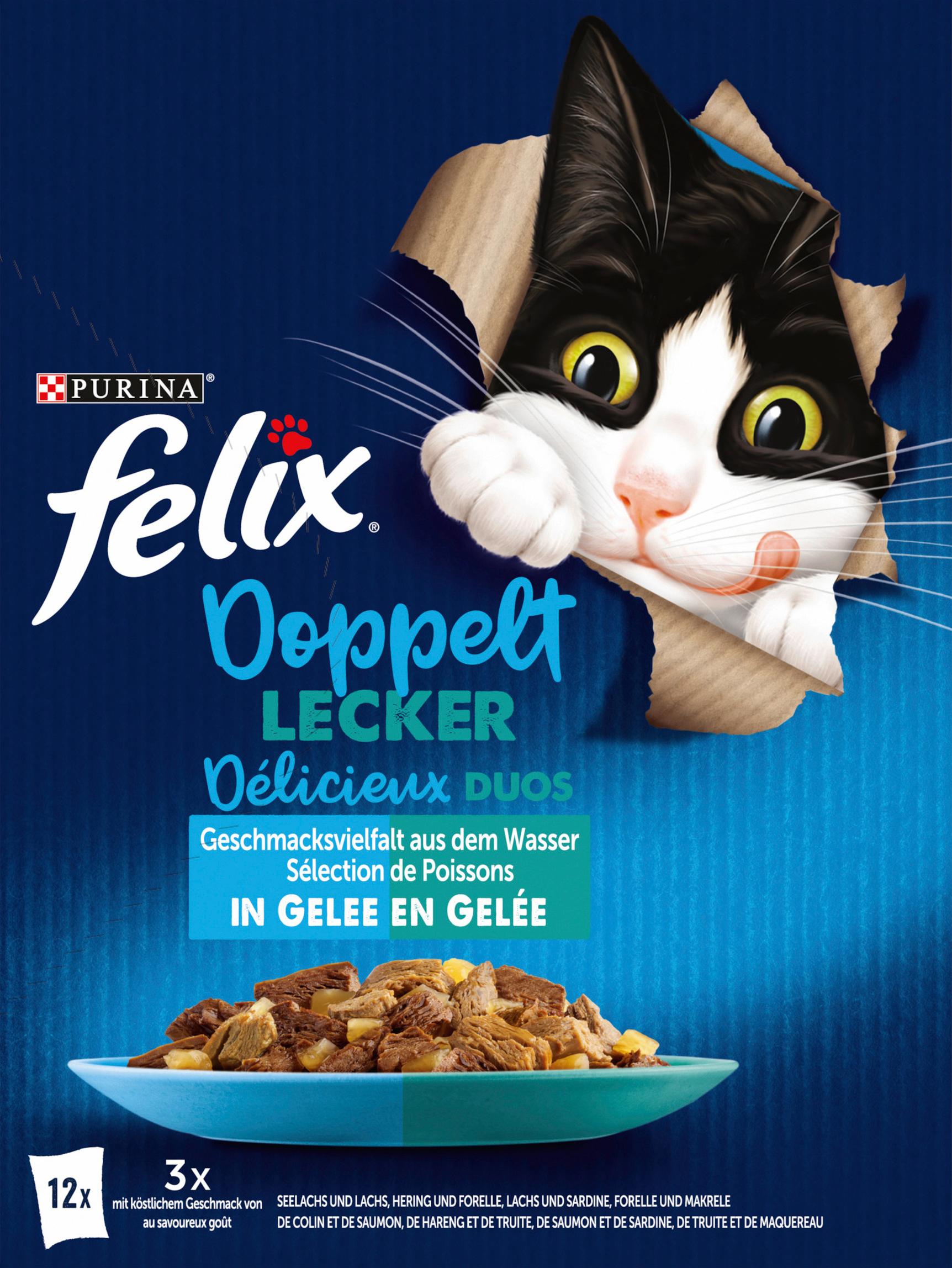 Produktbild PURINA FELIX Katzennassfutter So gut wie es aussieht Doppelt Lecker in Gelee Geschmacksvielfalt aus dem Wasser 2 von 8