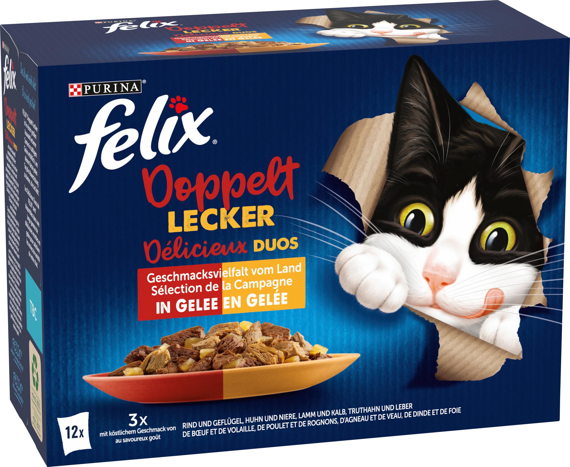 Produktbild PURINA FELIX Katzennassfutter Doppelt Lecker Geschmacksvielfalt vom Land in Gelee 6 von 7