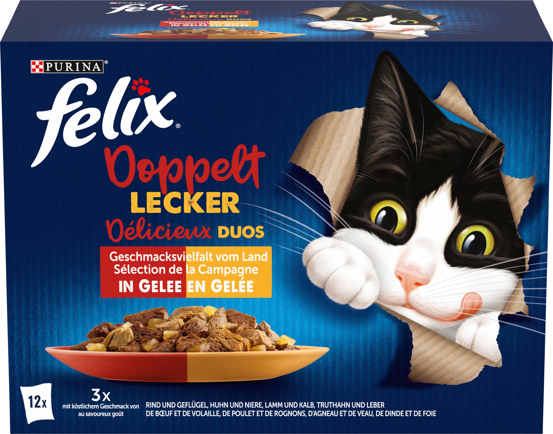 Produktbild PURINA FELIX Katzennassfutter Doppelt Lecker Geschmacksvielfalt vom Land in Gelee 4 von 7