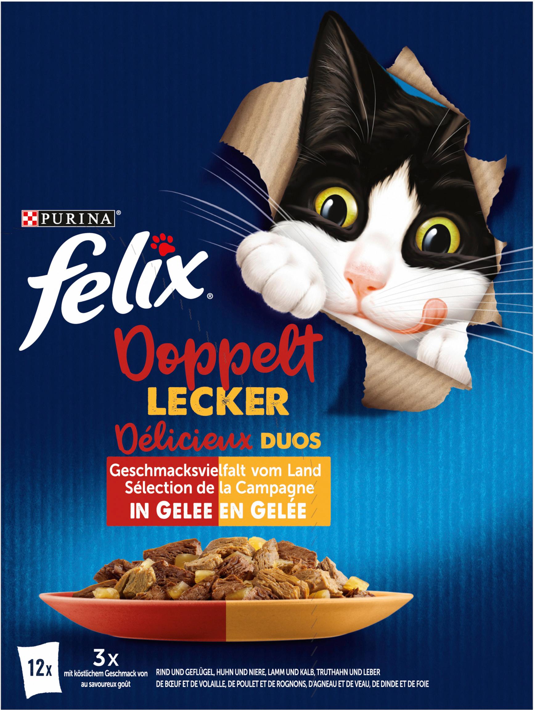 Produktbild PURINA FELIX Katzennassfutter Doppelt Lecker Geschmacksvielfalt vom Land in Gelee 2 von 7