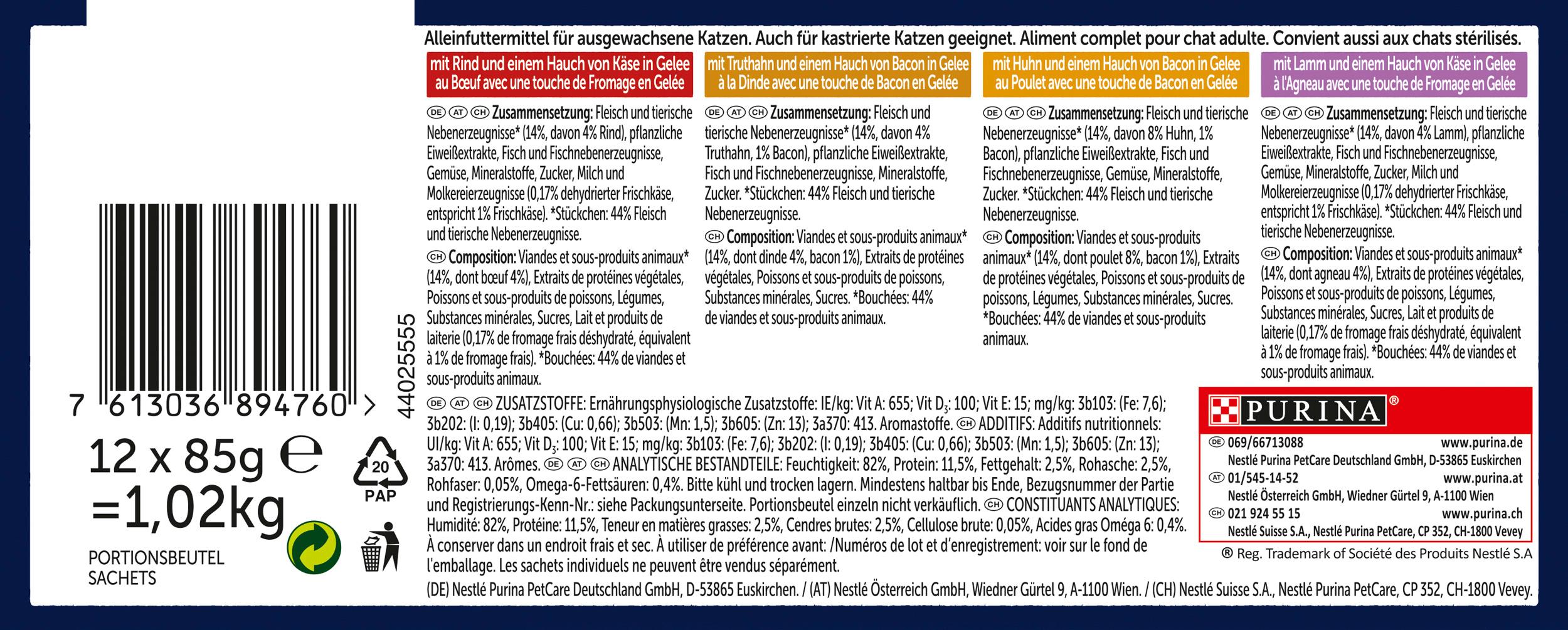 Produktbild PURINA FELIX Katzennassfutter Sensations Extras in Gelee Geschmacksvielfalt vom Land 2 von 4