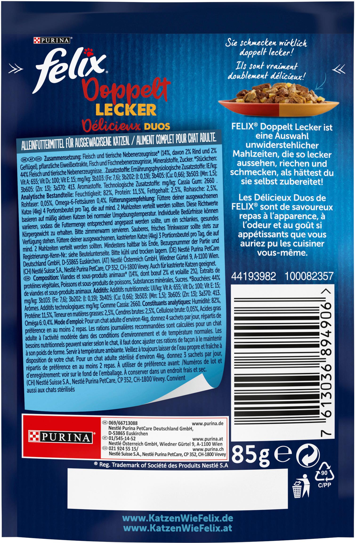 Produktbild PURINA FELIX So gut wie es aussieht Doppelt Lecker in Gelee mit Rind und Geflügel Katzennassfutter 2 von 5