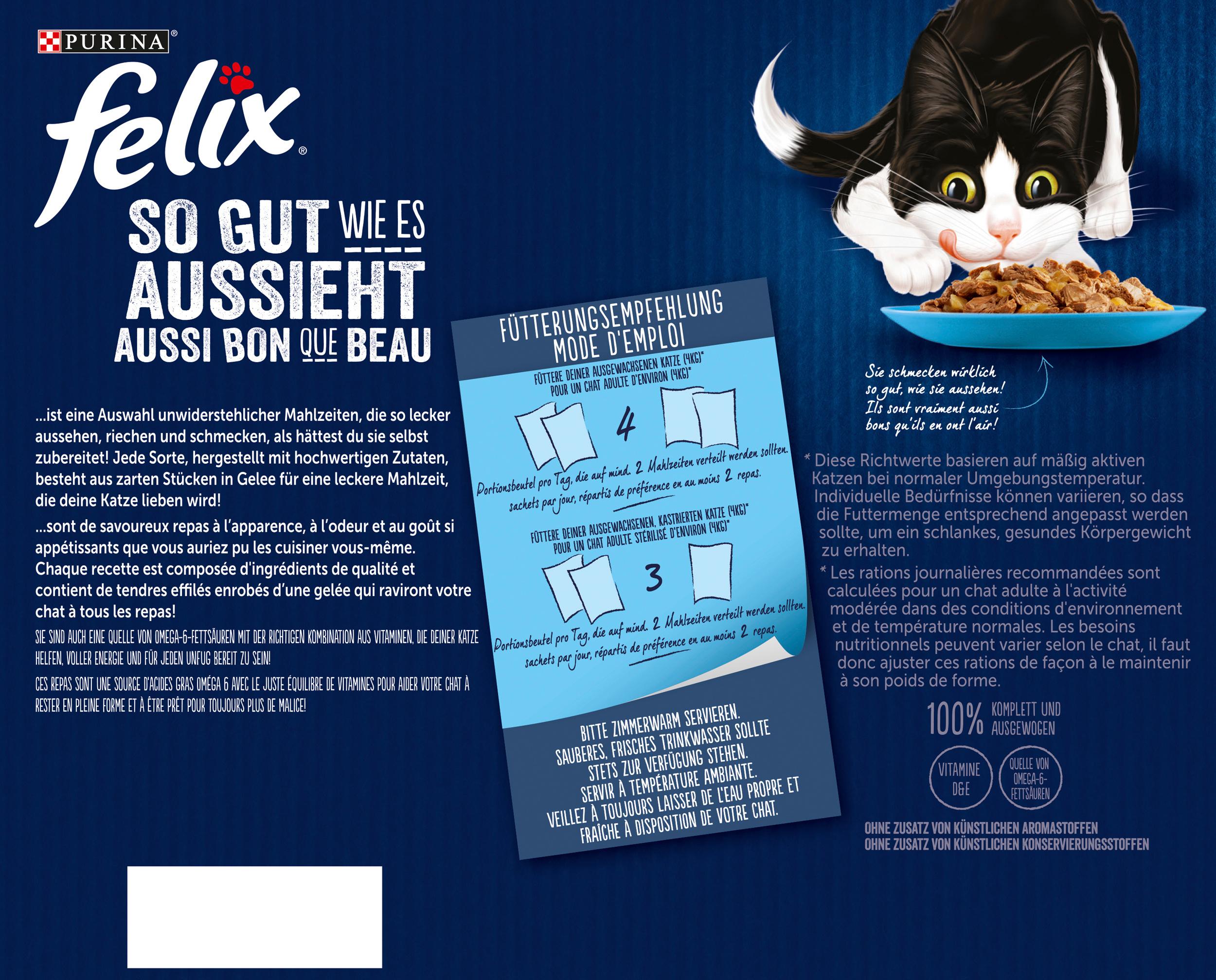 Produktbild PURINA FELIX Katzennassfutter So gut wie es aussieht in Gelee Geschmacksvielfalt aus dem Wasser 24x85g 2 von 7