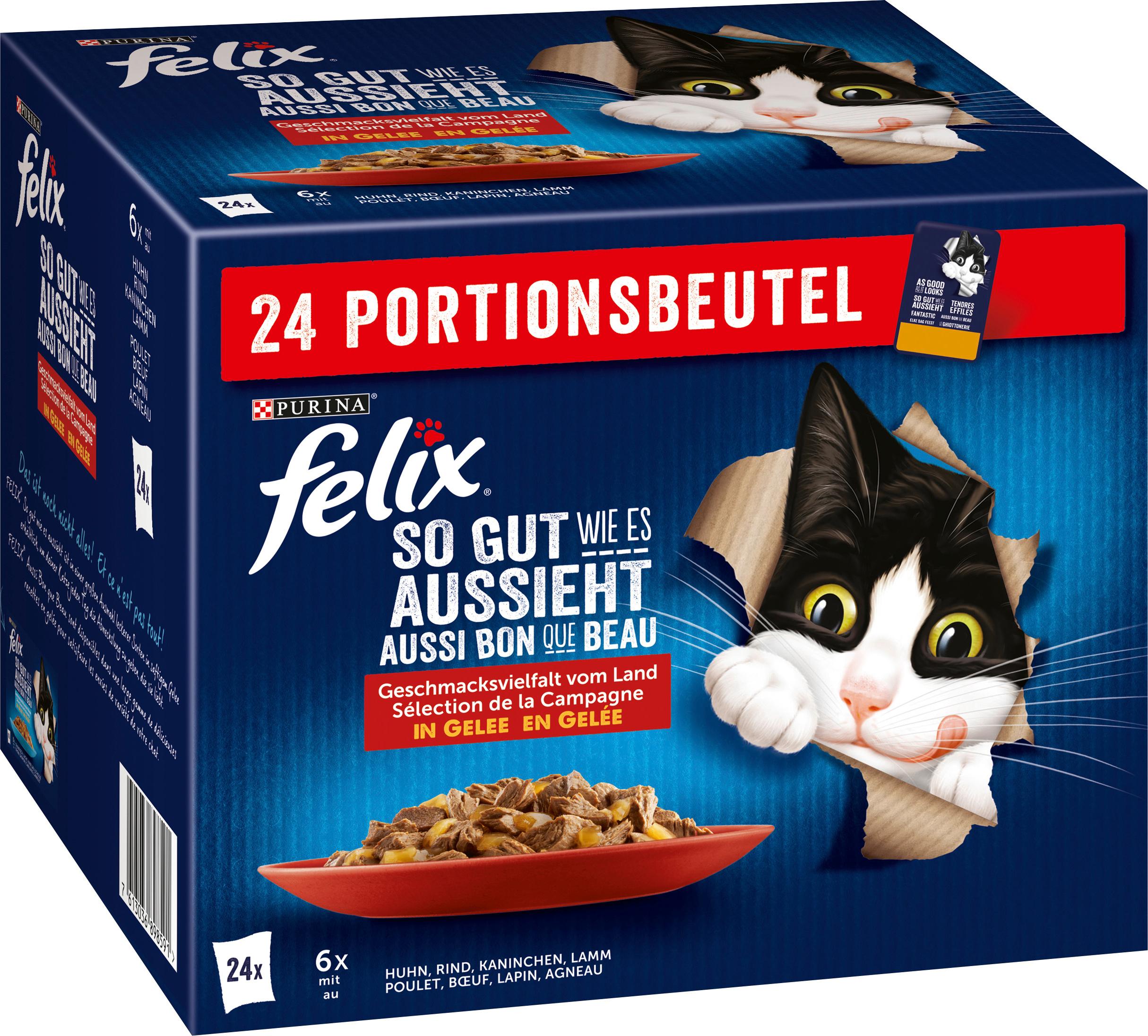 PURINA FELIX Katzennassfutter So gut wie es aussieht in Gelee Geschmacksvielfalt vom Land