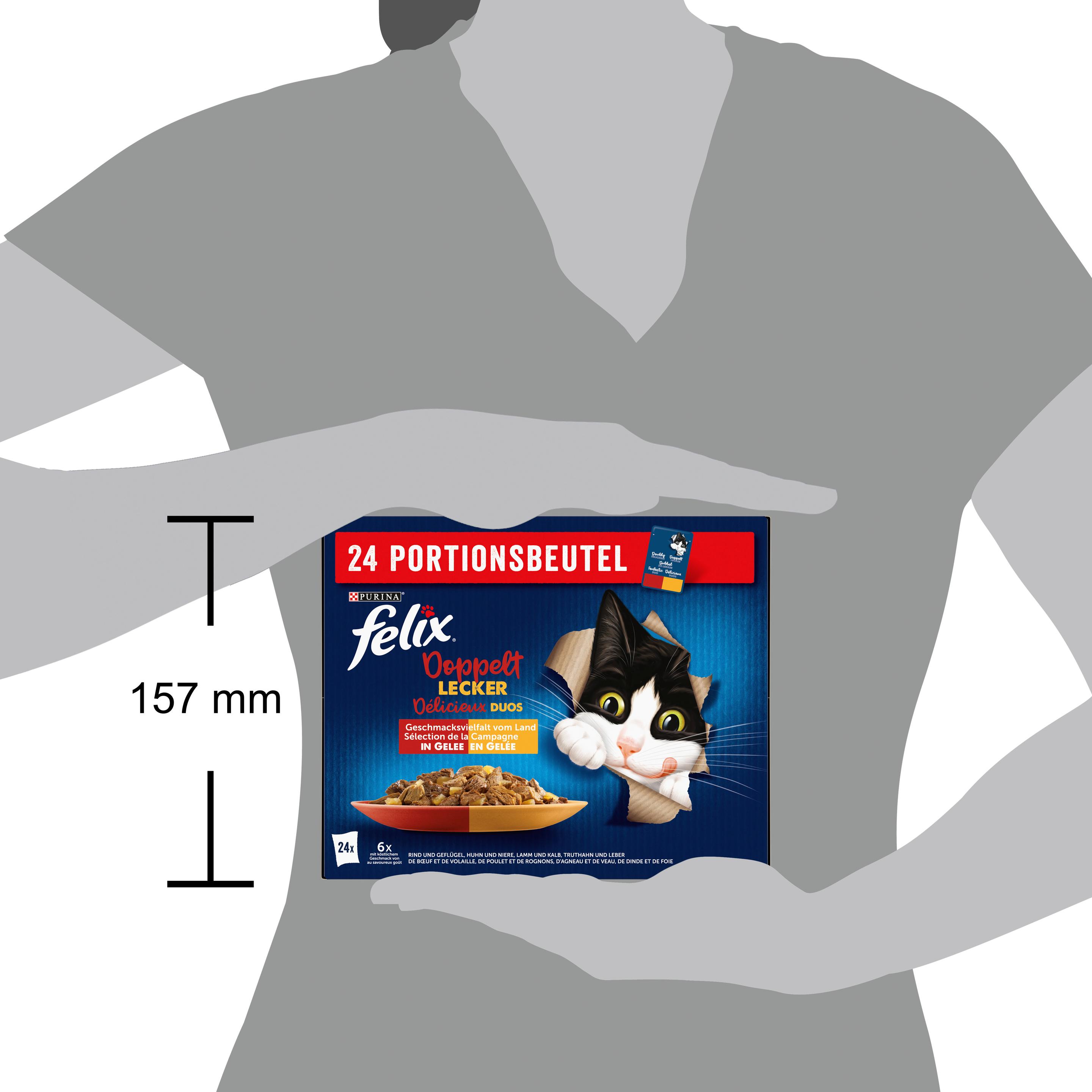 Produktbild PURINA FELIX Katzennassfutter Doppelt Lecker in Gelee Geschmacksvielfalt vom Land 3 von 8