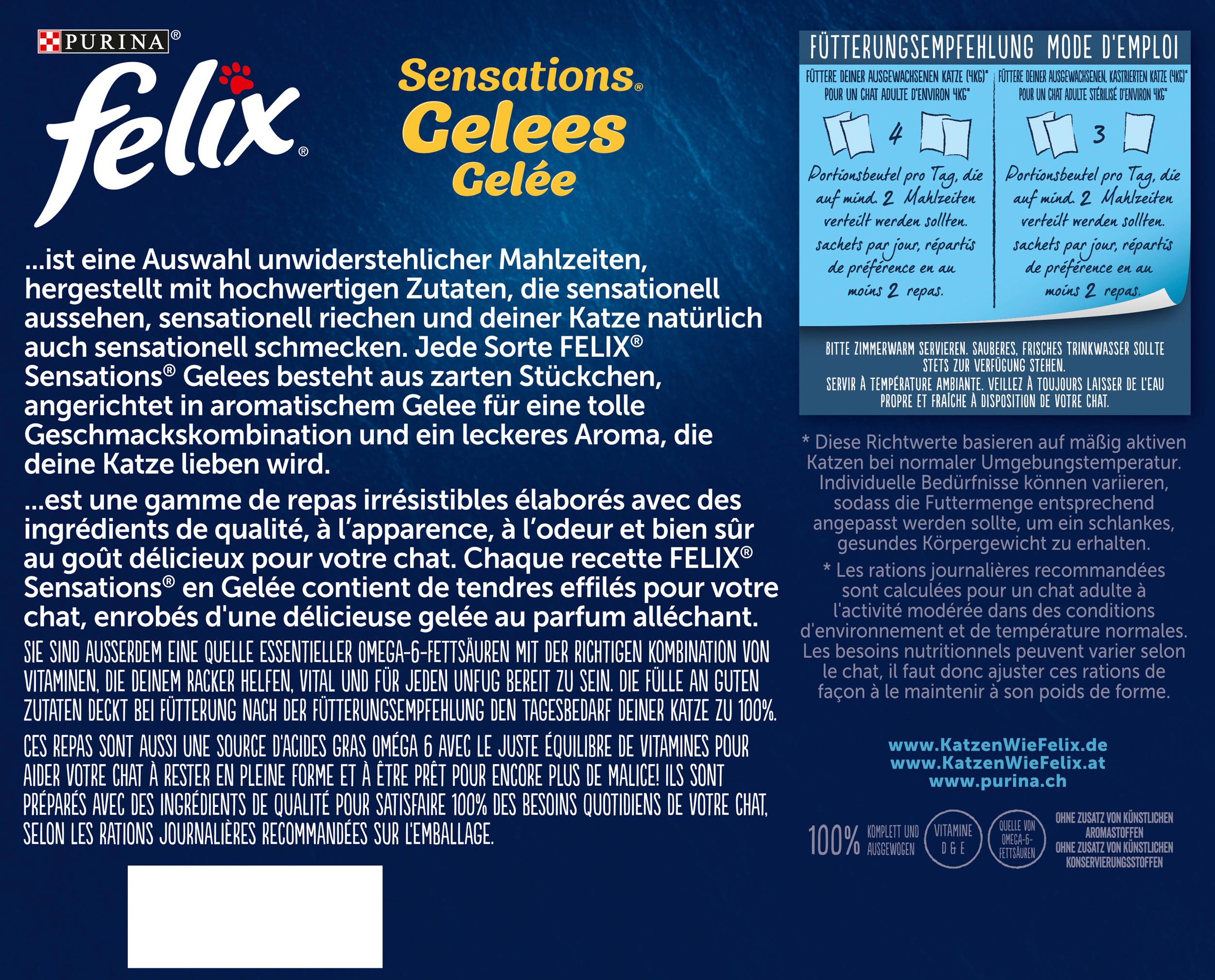 Produktbild PURINA FELIX Sensations Gelees Geschmacksvielfalt aus dem Wasser 2 von 4